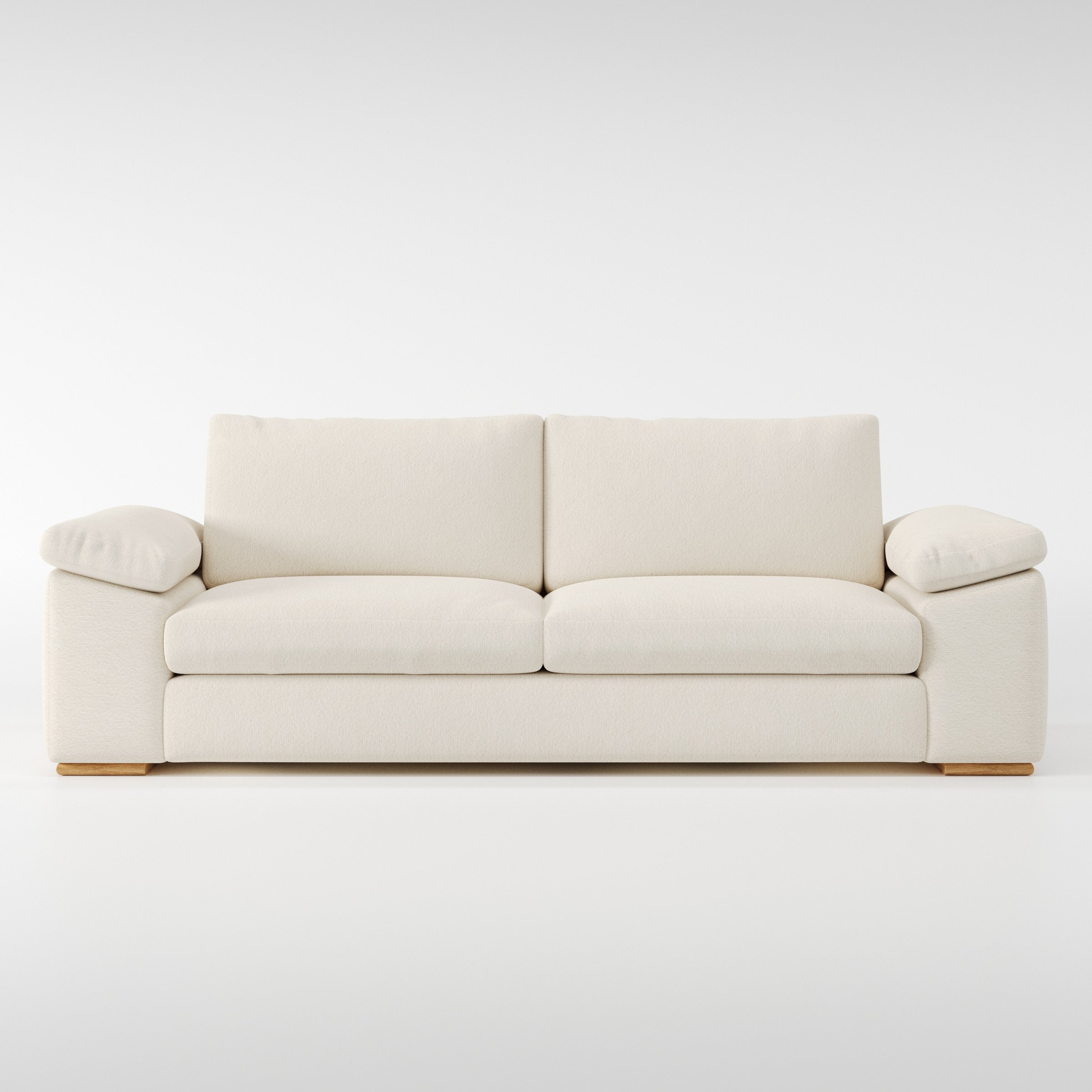 Moy sofa in Kilda Boucle Cream shown front-on against a neutral studio backdrop.
