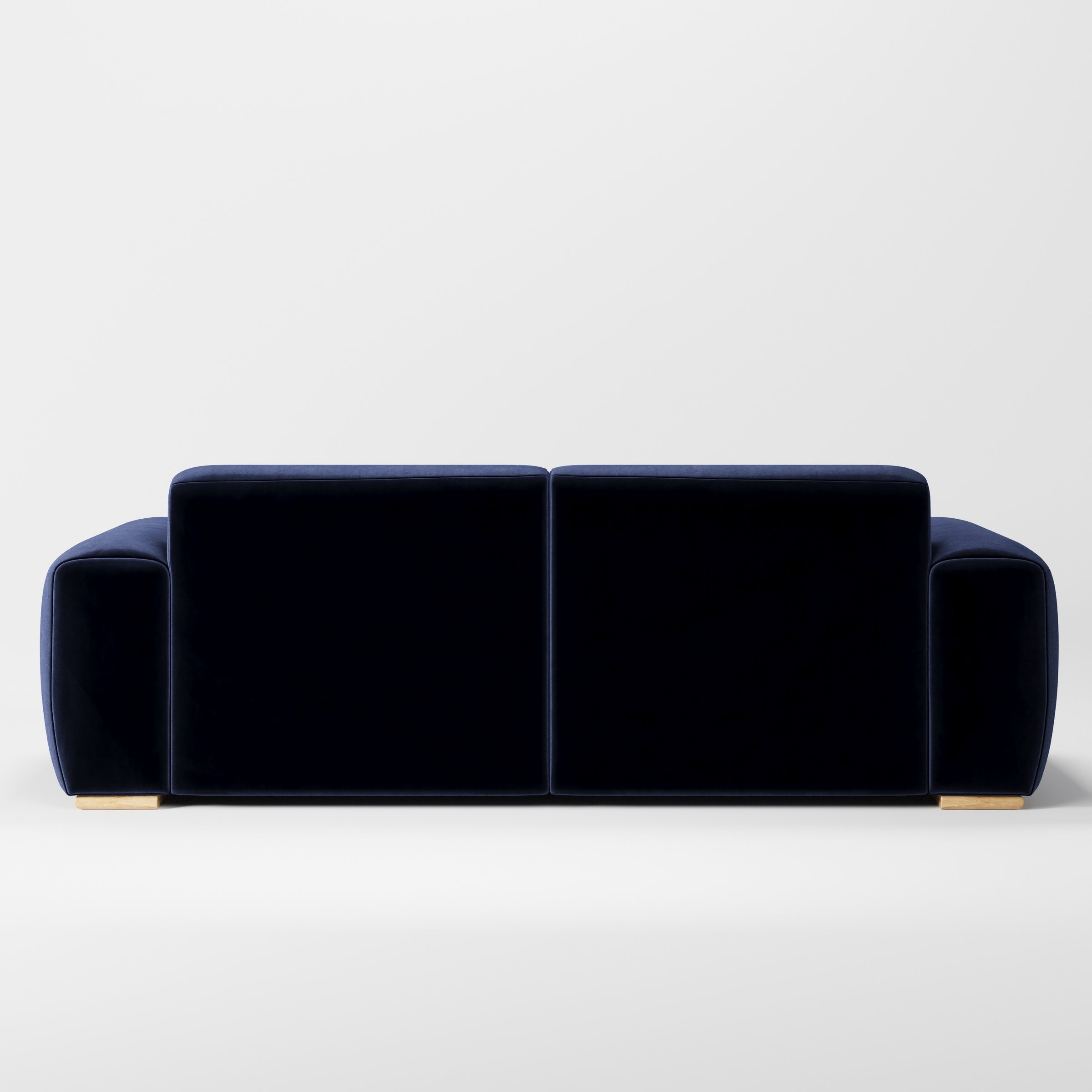 Darwell sofa in Noss Velvet Navy shown from the rear highlighting back cushions and upholstery finish.