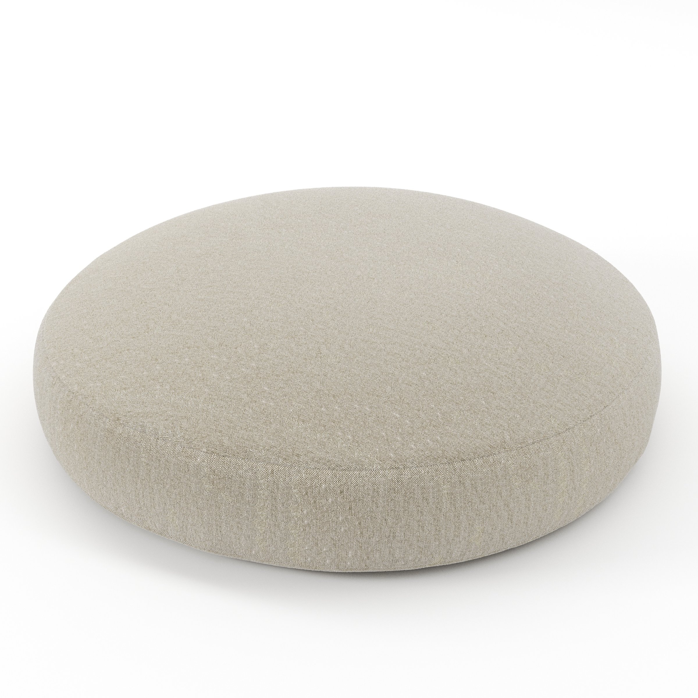 Halo cushion in Alderney Linen Oatmeal, round simple cushion in natural oatmeal linen with soft curved edges, size 60cm x 8.75cm