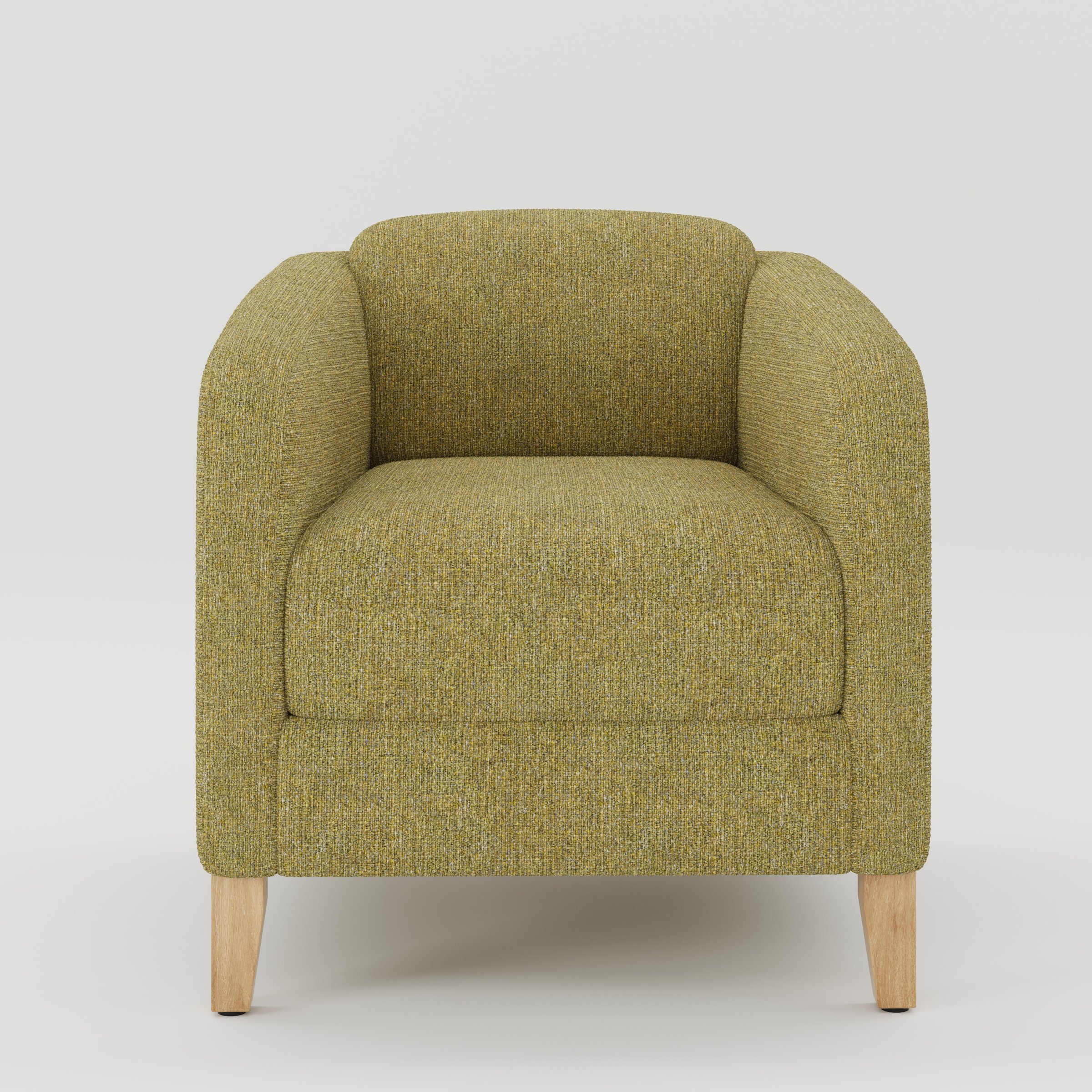 Erne armchair in Heyling Tweed Sencha shown front-on against a neutral studio backdrop.