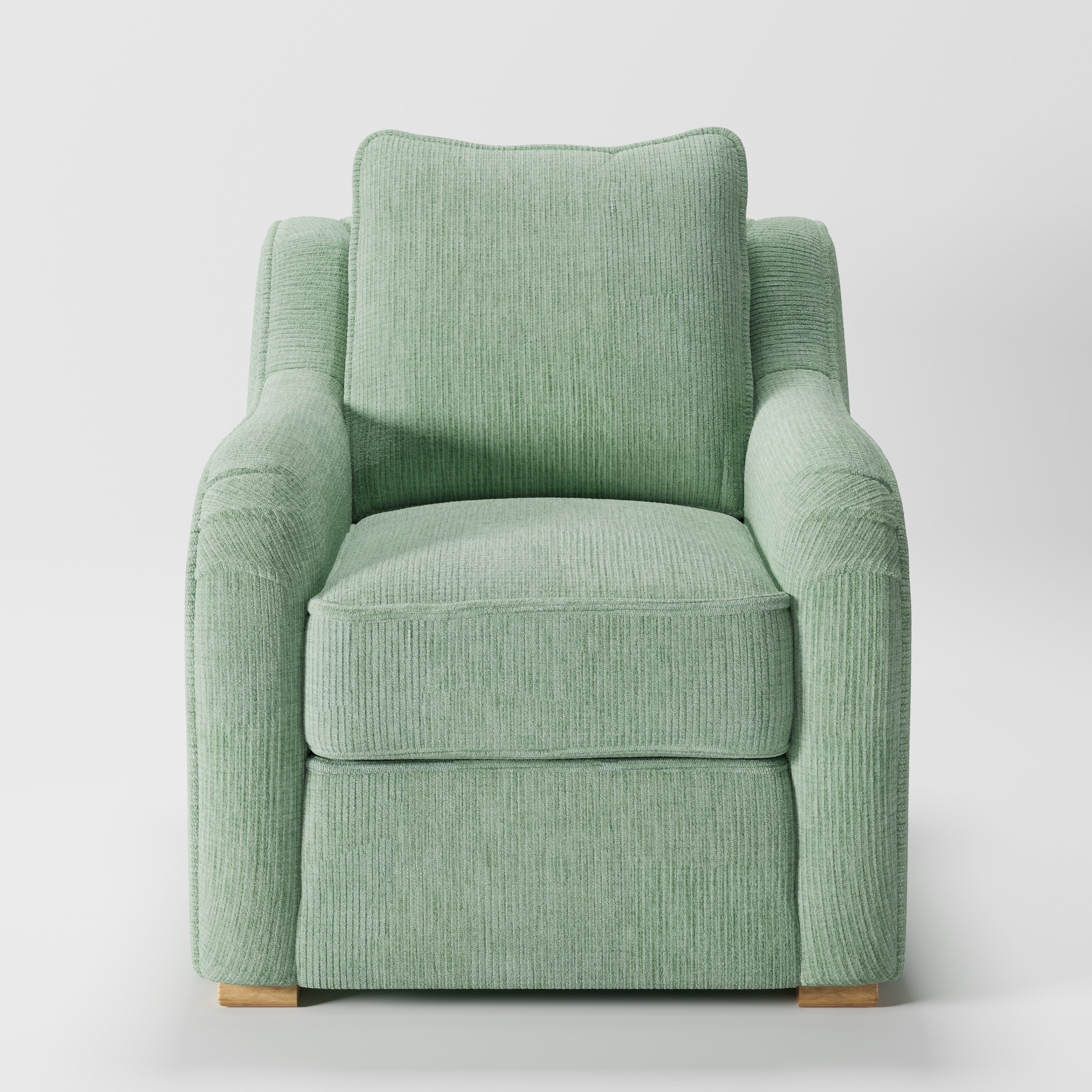 Cashel armchair in Caldey Velvet Corduroy Eucalyptus shown front-on against a neutral studio backdrop.