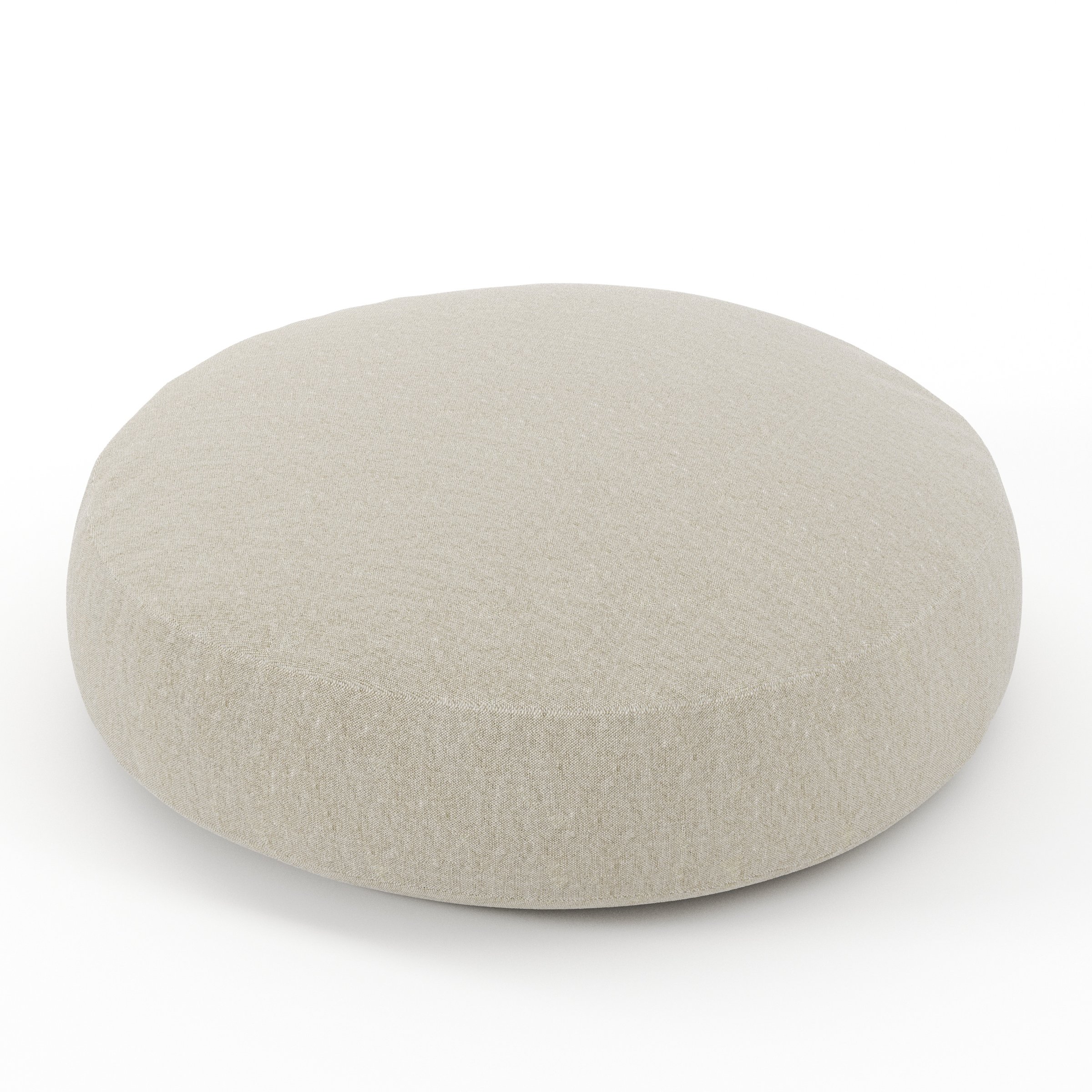 Halo cushion in Alderney Linen Oatmeal, round simple cushion in natural oatmeal linen with soft curved edges, size 50cm x 8.75cm
