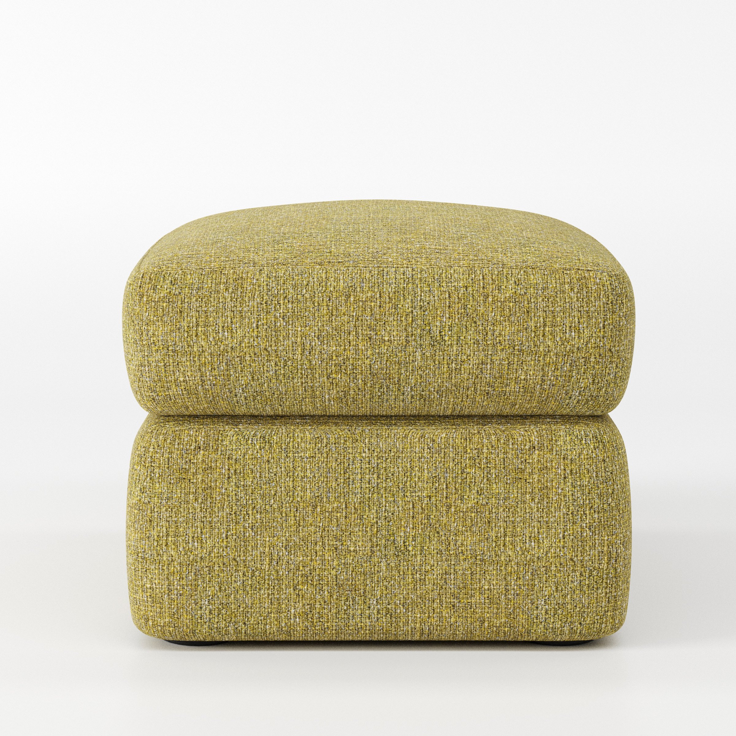 Coniston footstool in Heyling Tweed Sencha shown front-on against a neutral studio backdrop.