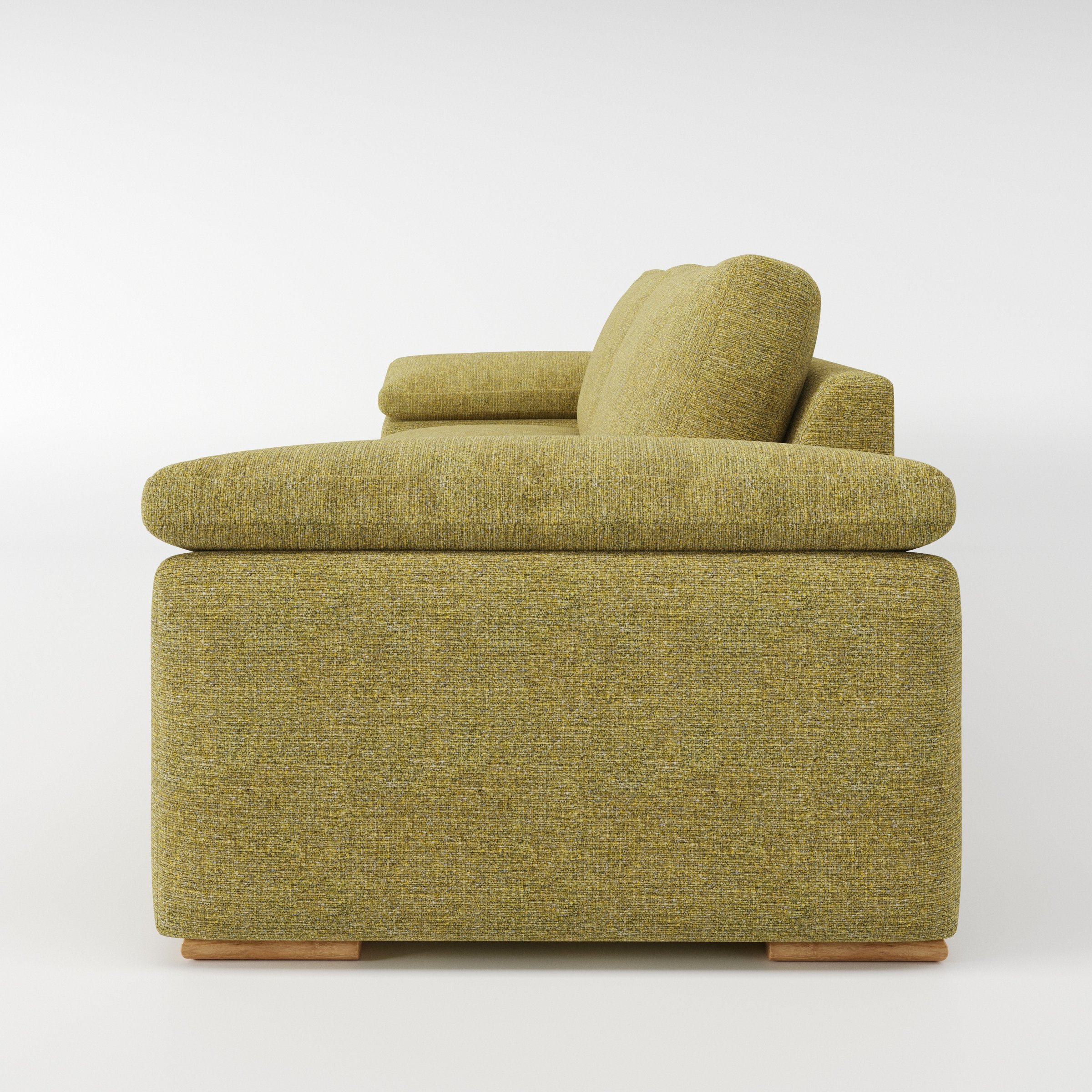 Moy sofa in Heyling Tweed Sencha shown in side profile displaying proportions and overall silhouette.
