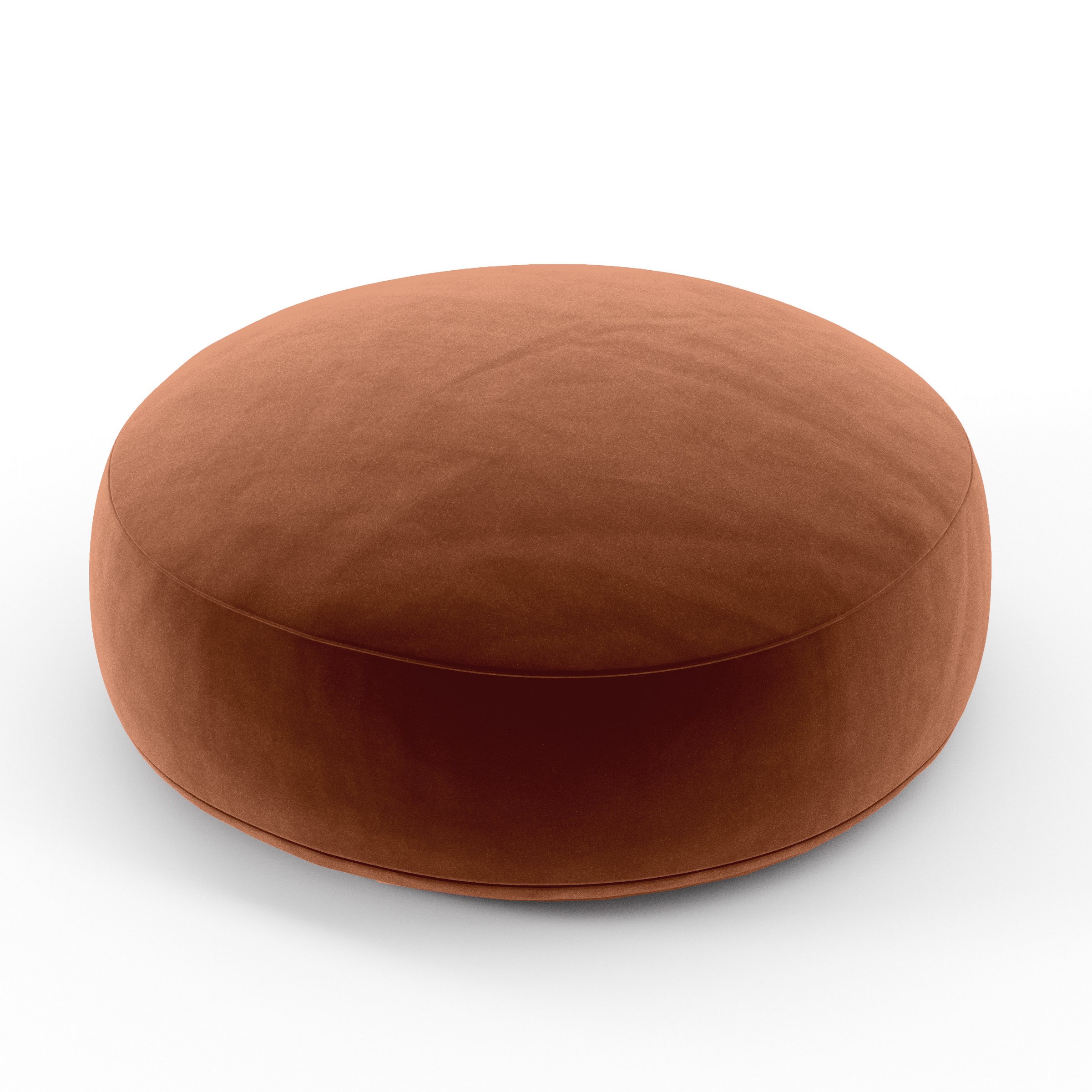 Halo Cushion round cushion upholstered in Plush EasyClean Velvet in Apricot, size 40cm x 8.75cm.