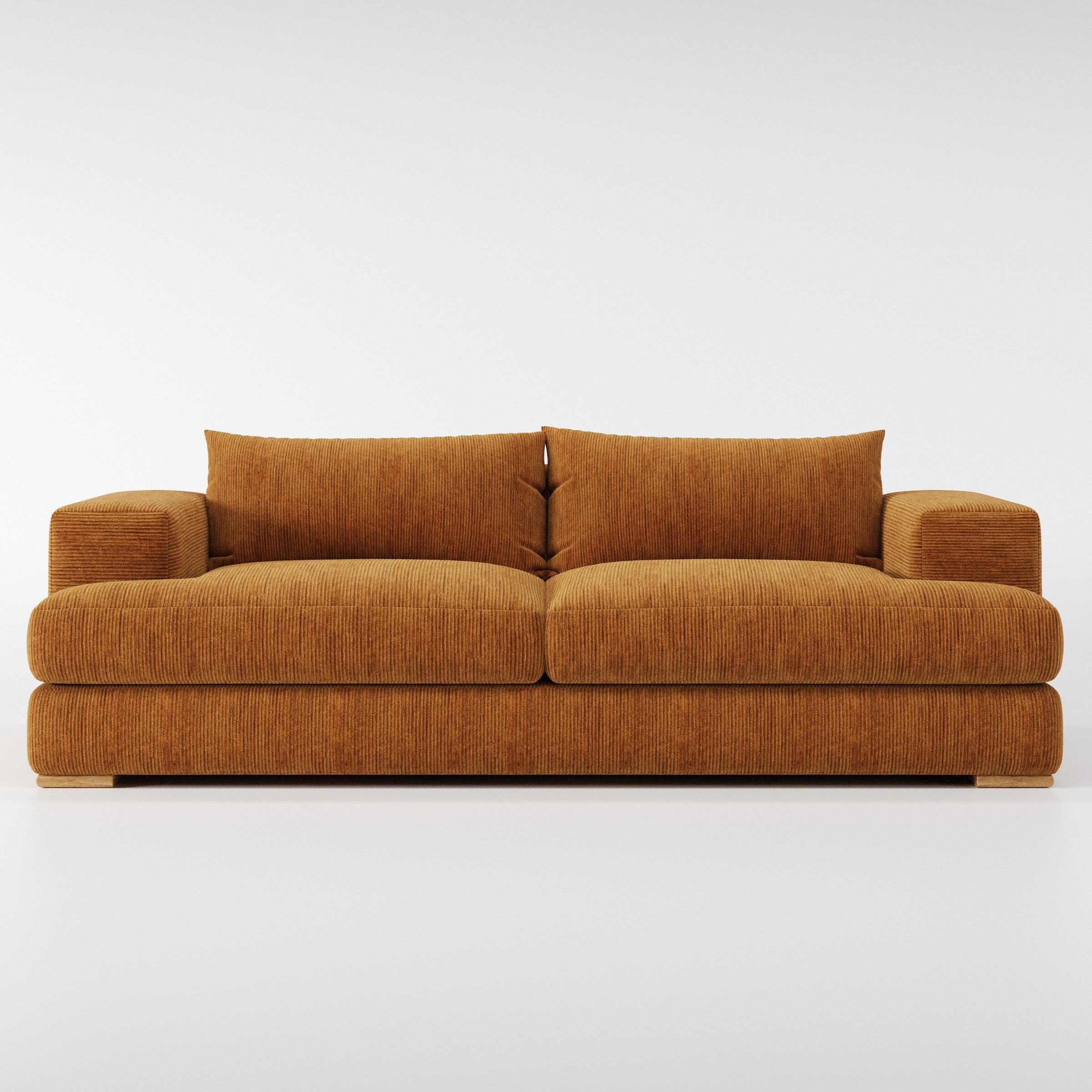 Fane sofa in Caldey Velvet Corduroy Tobacco shown front-on against a neutral studio backdrop.