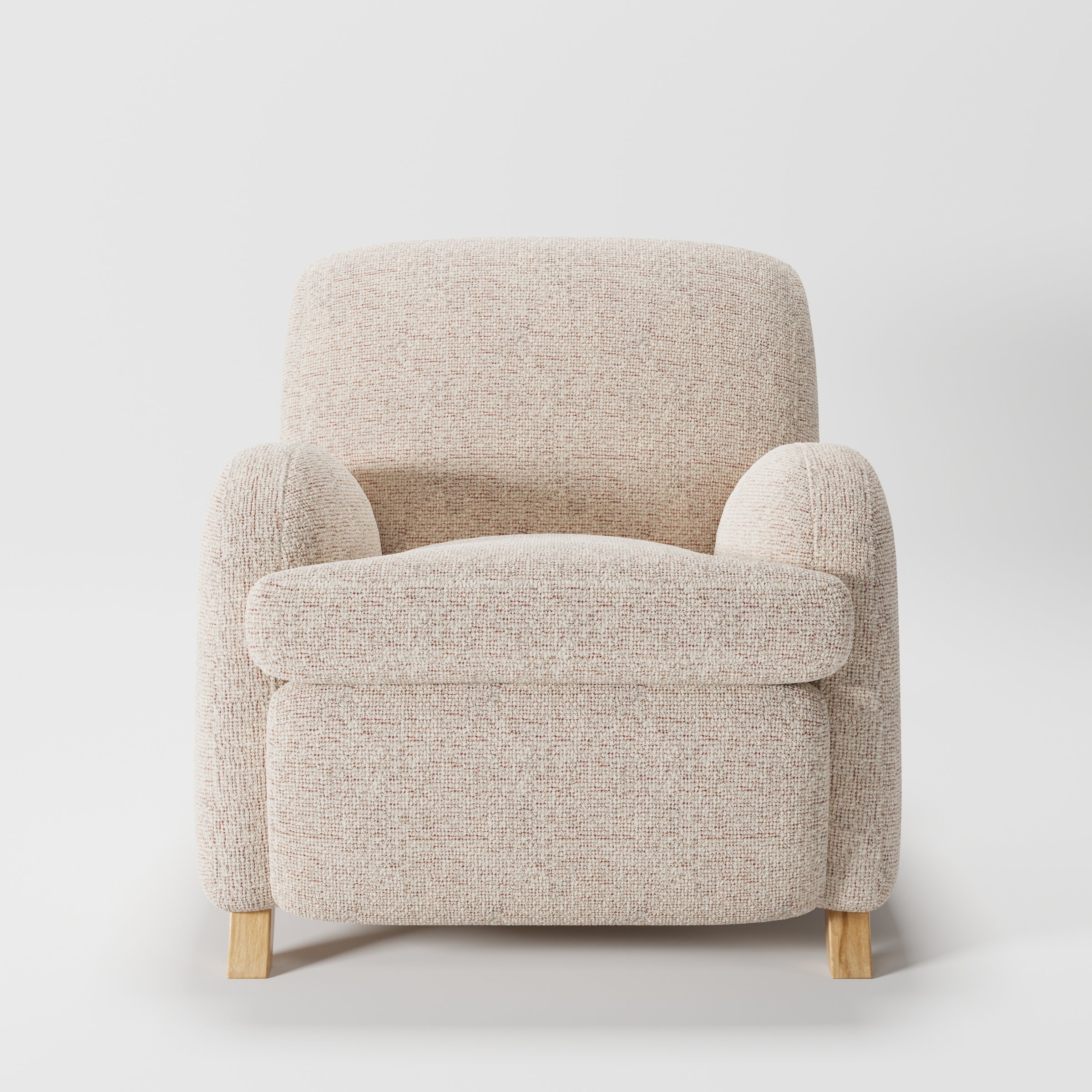 Rye armchair in Orsay Boucle Cream and Copper shown front-on against a neutral studio backdrop.