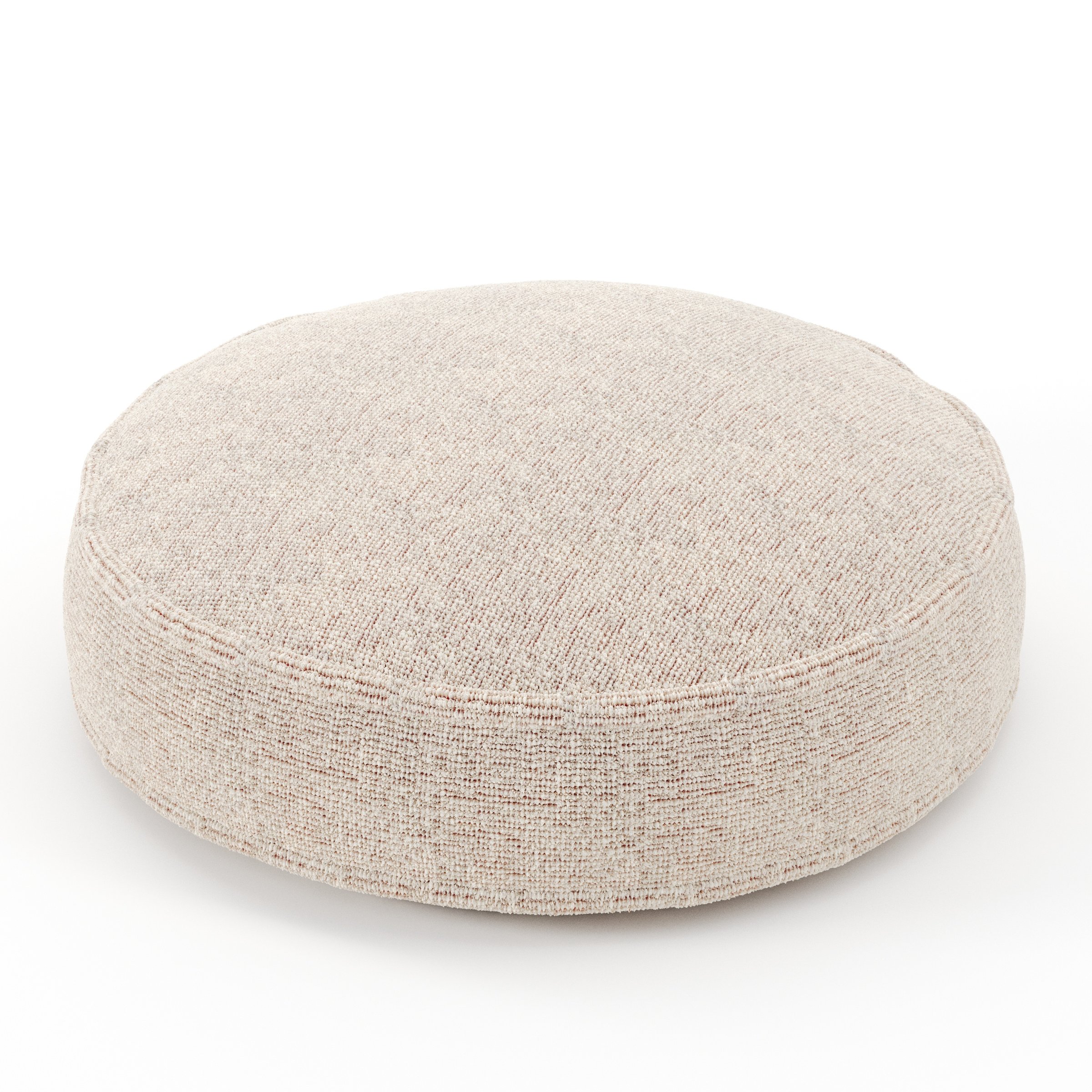 Orbit cushion in Orsay Boucle Cream and Copper, round simple cushion with border and piping in textured boucle with cream and copper tones, size 50cm x 8.75cm