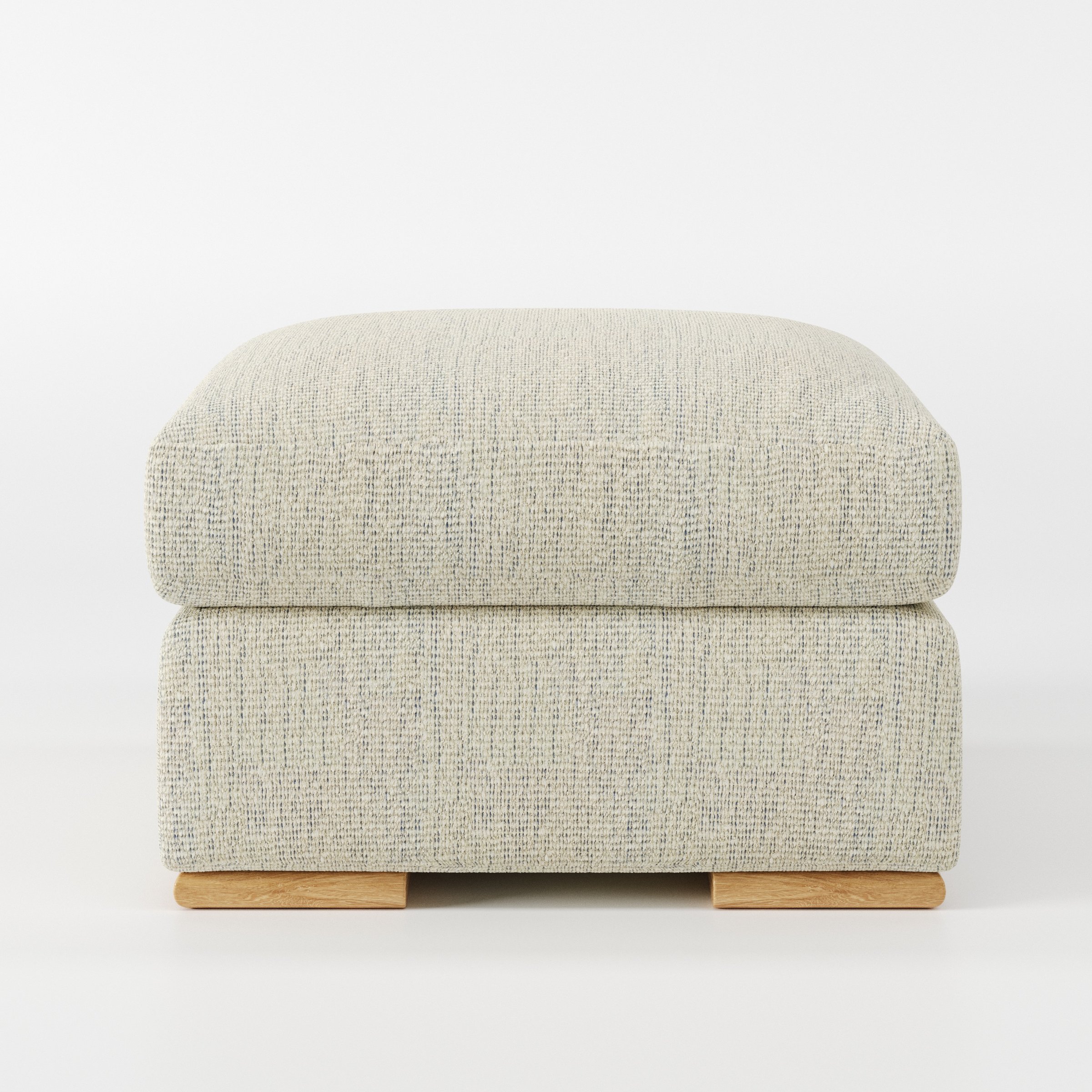 Moy footstool in Orsay Boucle Cream and Marine shown front-on against a neutral studio backdrop.