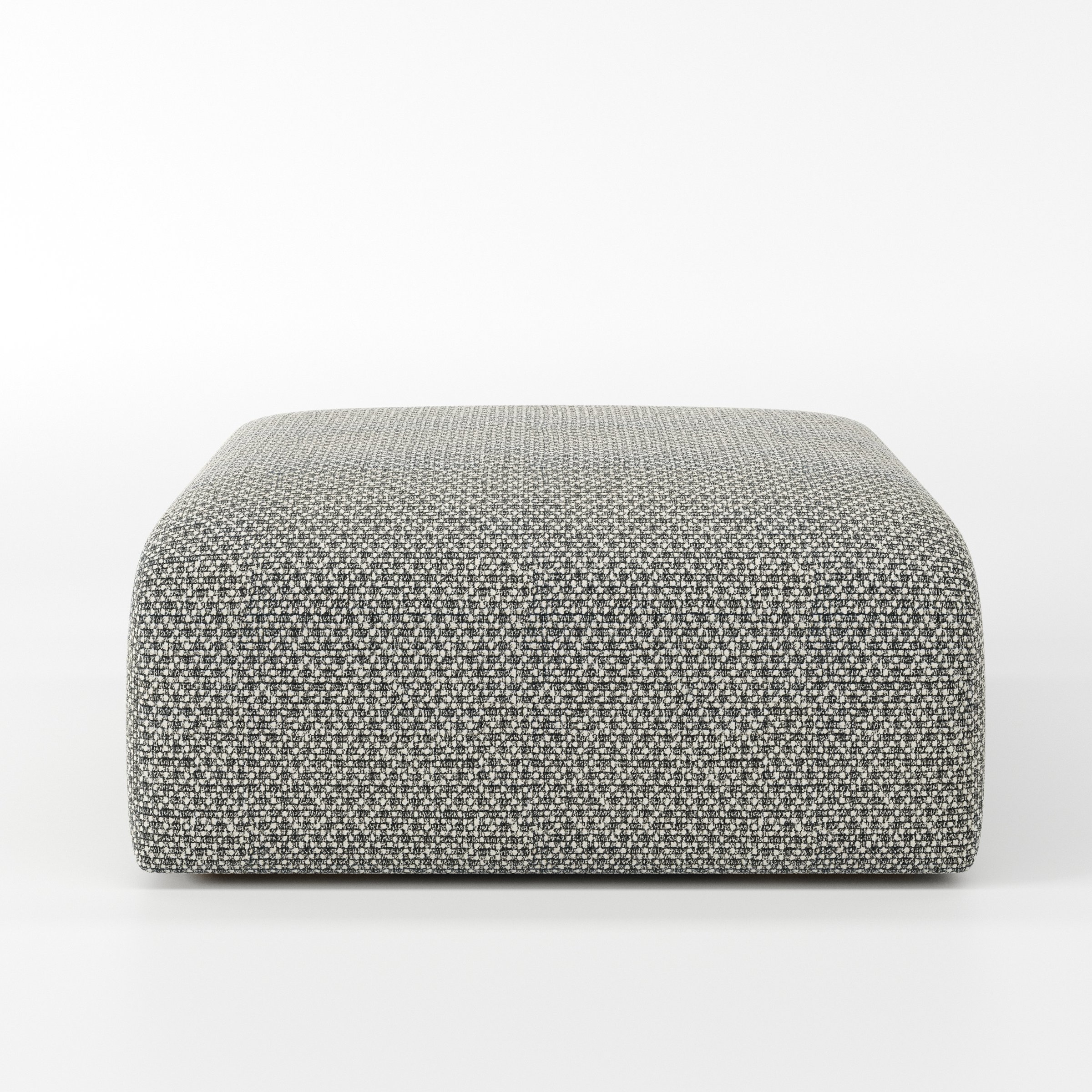 Drumquin footstool in Rousay Wool Blend Tar and Chalk shown front-on against a neutral studio backdrop.