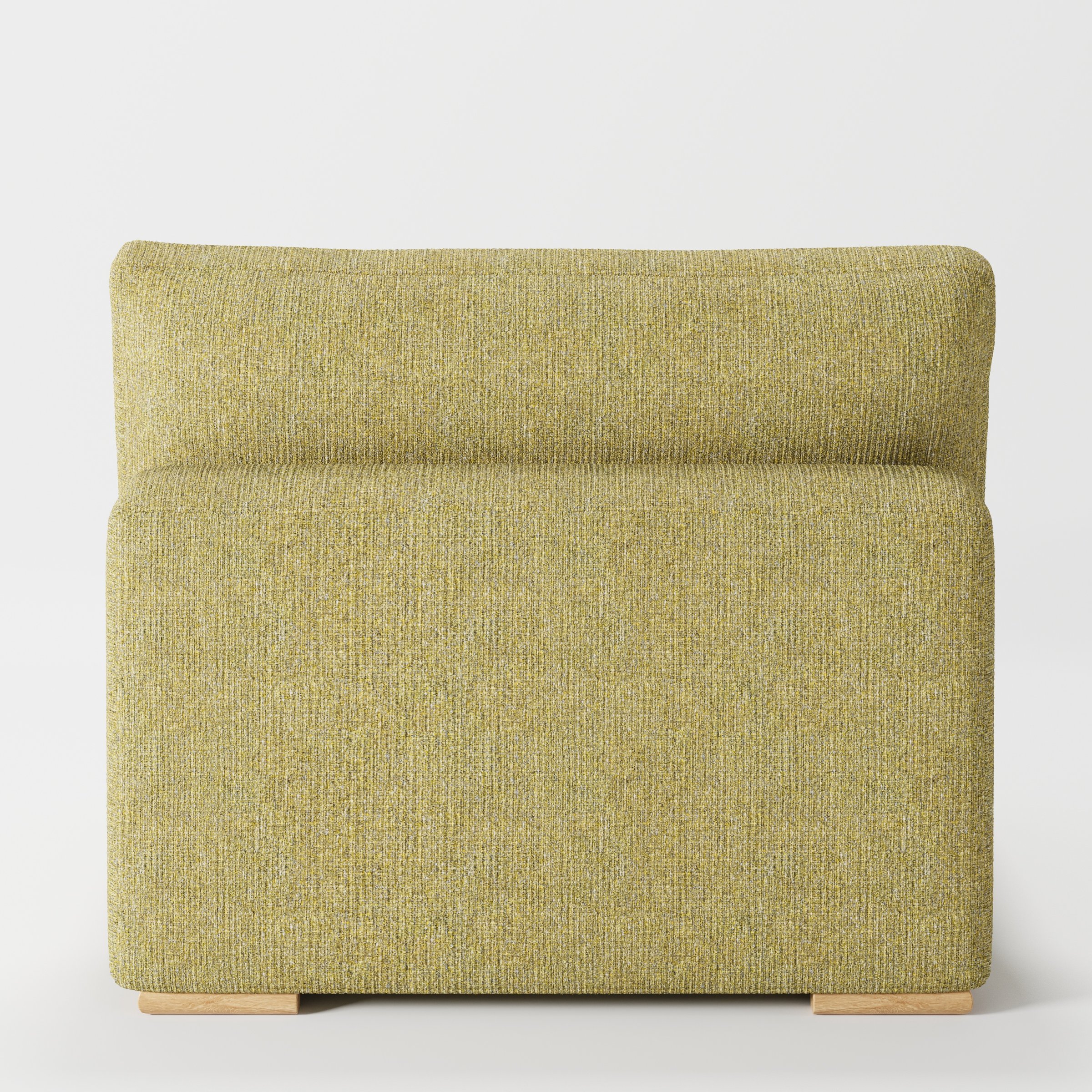 Olton single sofa unit in Heyling Tweed Sencha shown from the back with a clean upholstered finish and timber feet.