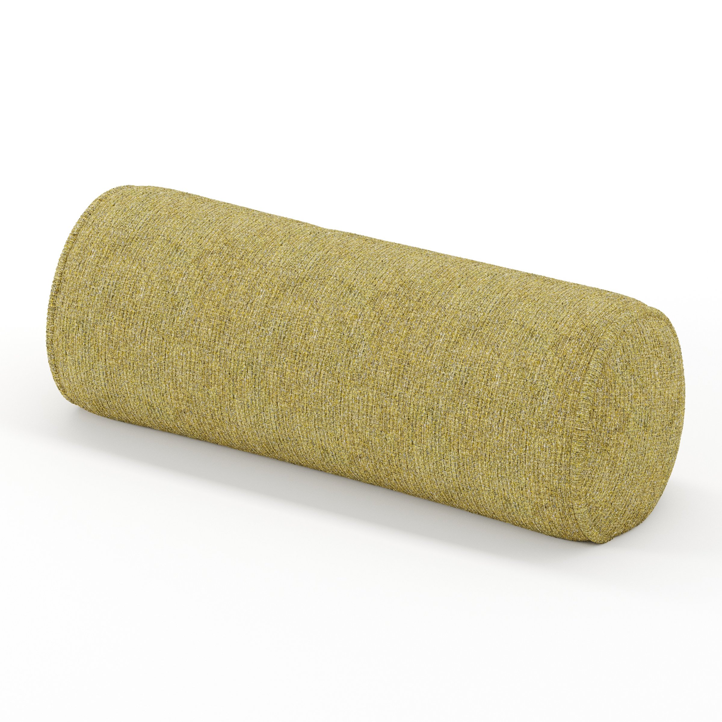 Ledger cushion in Heyling Tweed Sencha, cylindrical bolster cushion in green-toned tweed fabric, size 20cm x 56cm