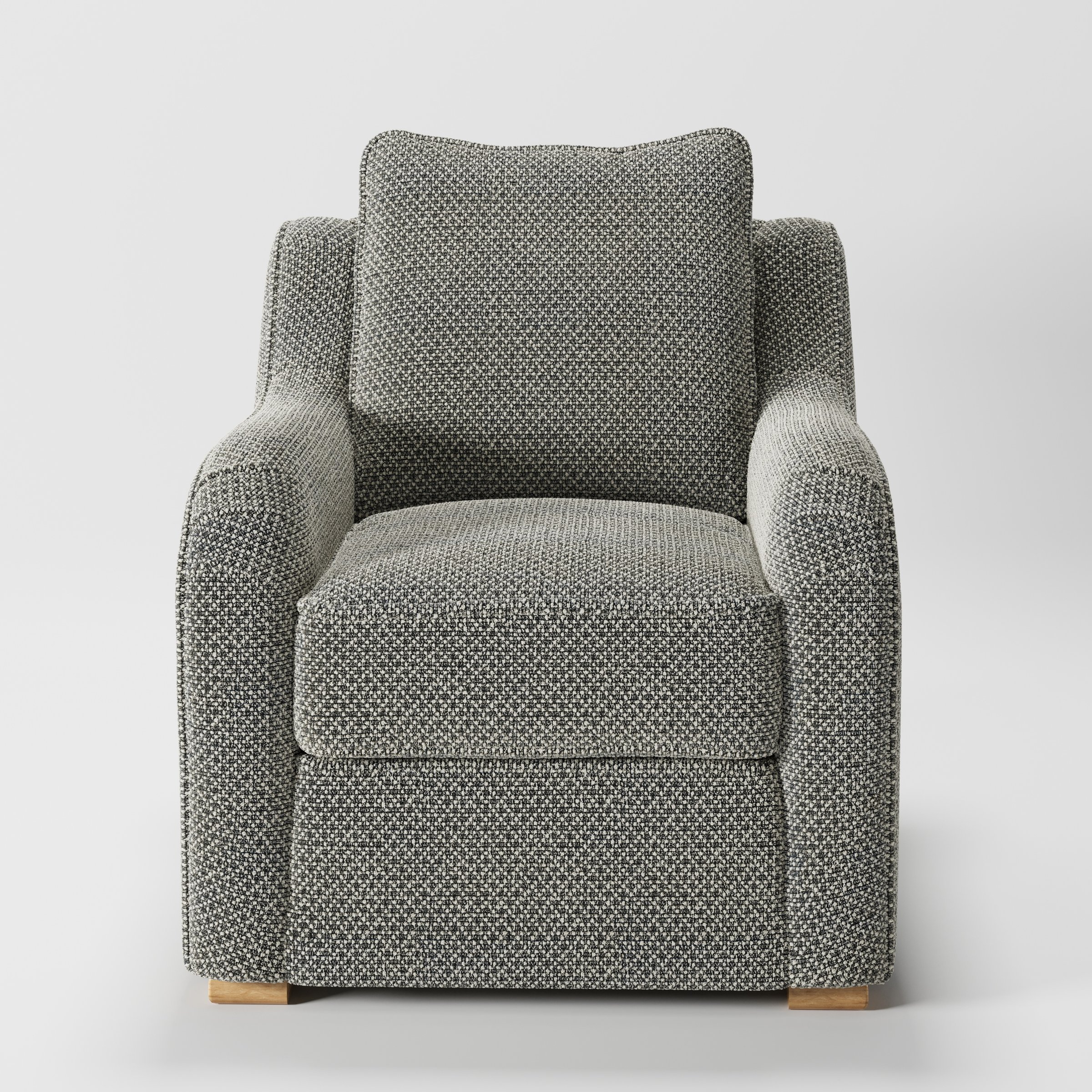 Cashel armchair in Rousay Wool Blend Tar and Chalk shown front-on against a neutral studio backdrop.