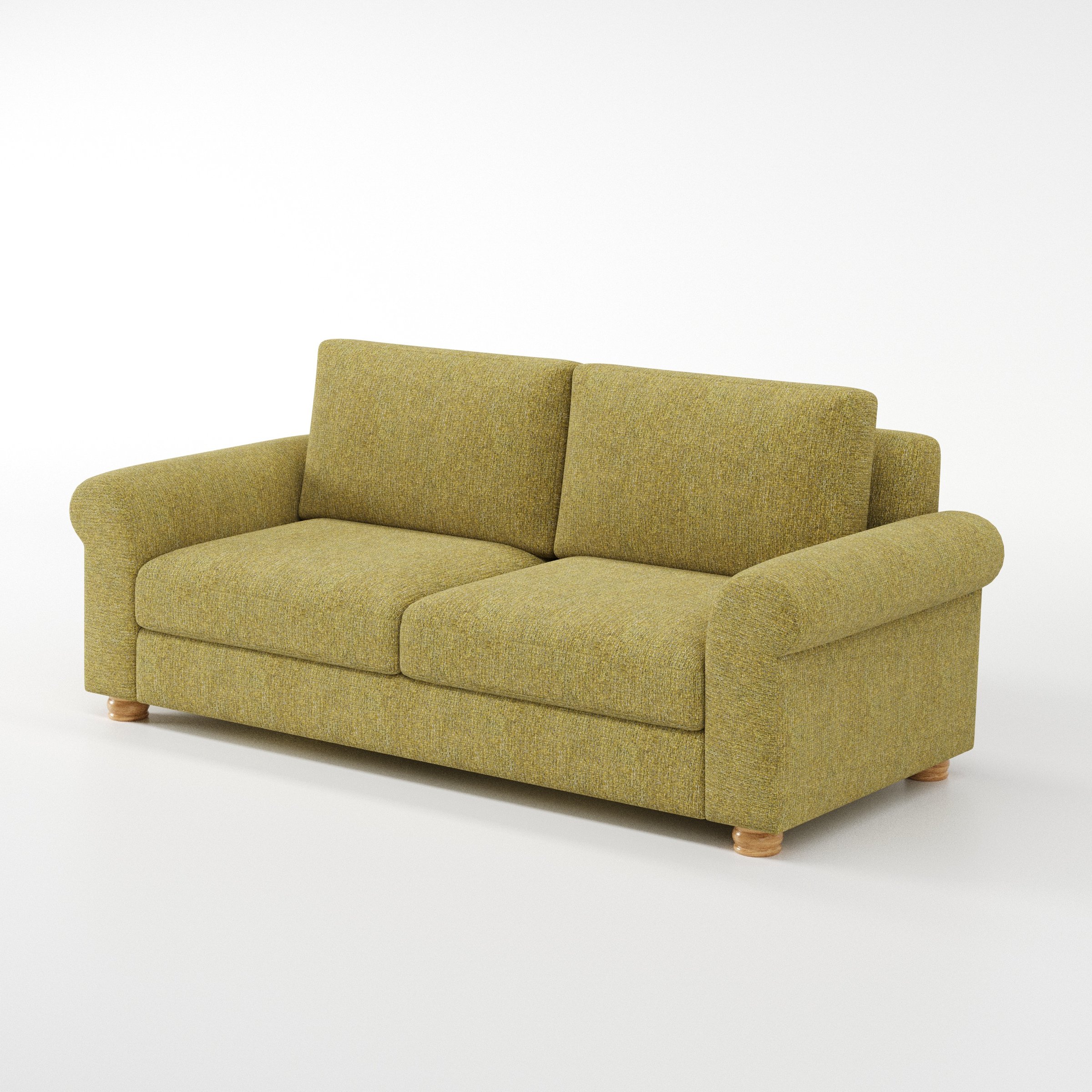 Anna Lee sofa in Heyling Tweed Sencha shown at a diagonal angle highlighting arm profile and seat depth.