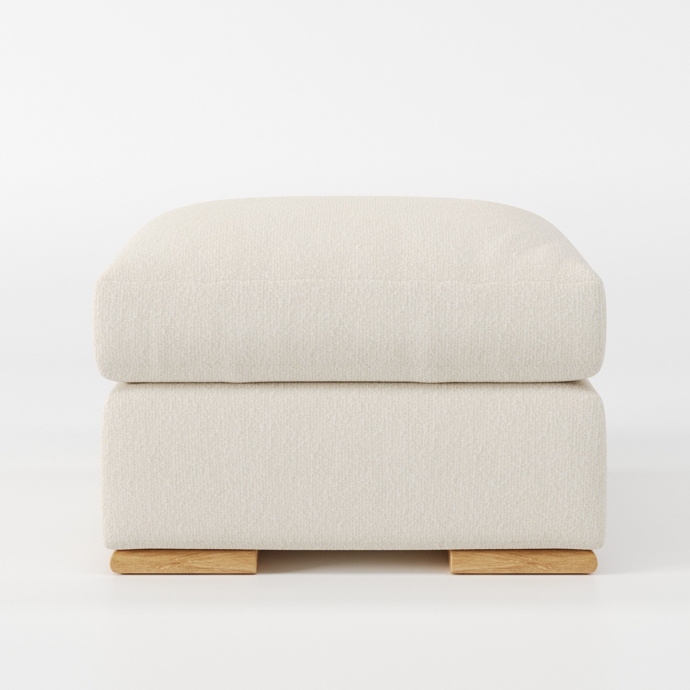 Moy footstool in Kilda Boucle Cream shown front-on against a neutral studio backdrop.