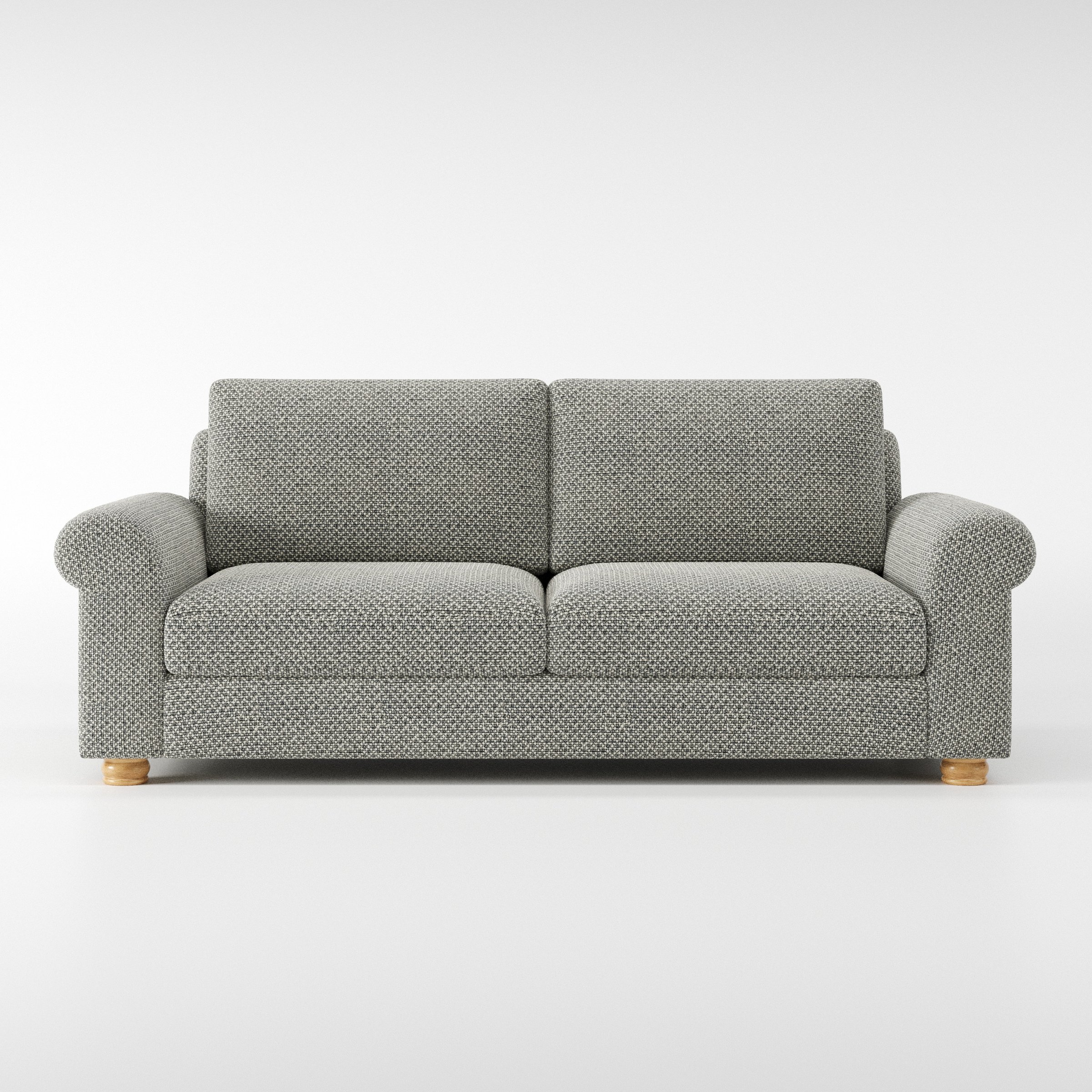 Anna Lee sofa in Rousay Wool Blend Tar and Chalk shown front-on against a neutral studio backdrop.