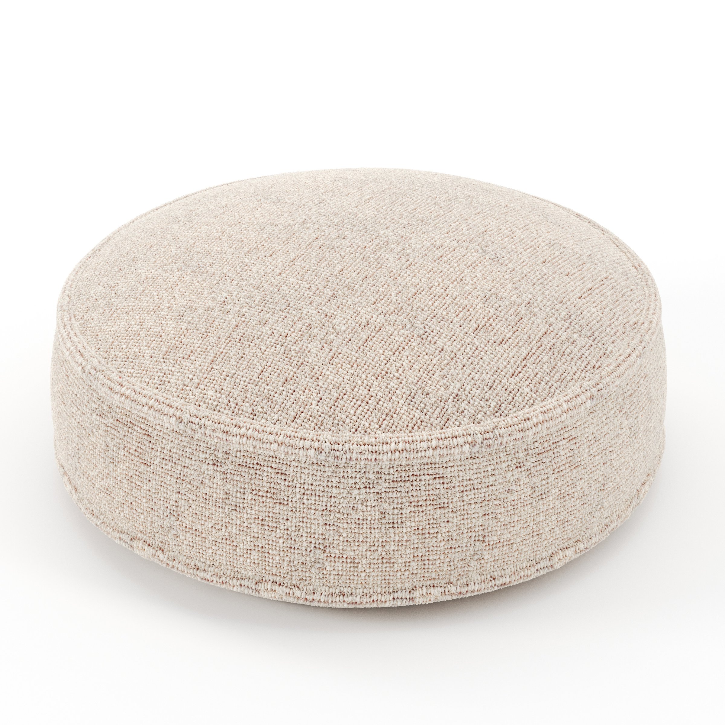 Orbit cushion in Orsay Boucle Cream and Copper, round simple cushion with border and piping in textured boucle with cream and copper tones, size 40cm x 8.75cm