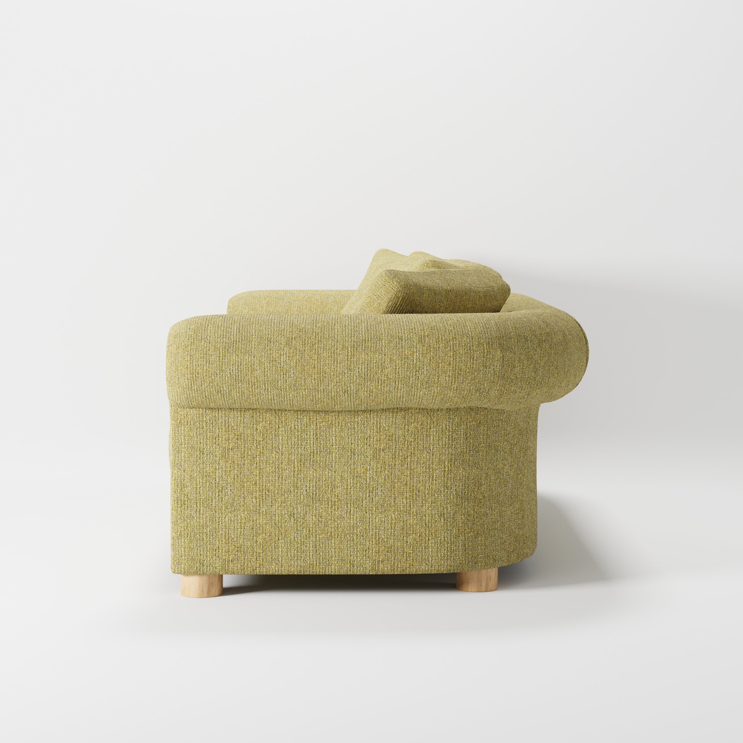 Windermere sofa in Heyling Tweed Sencha shown in side profile displaying proportions and overall silhouette.
