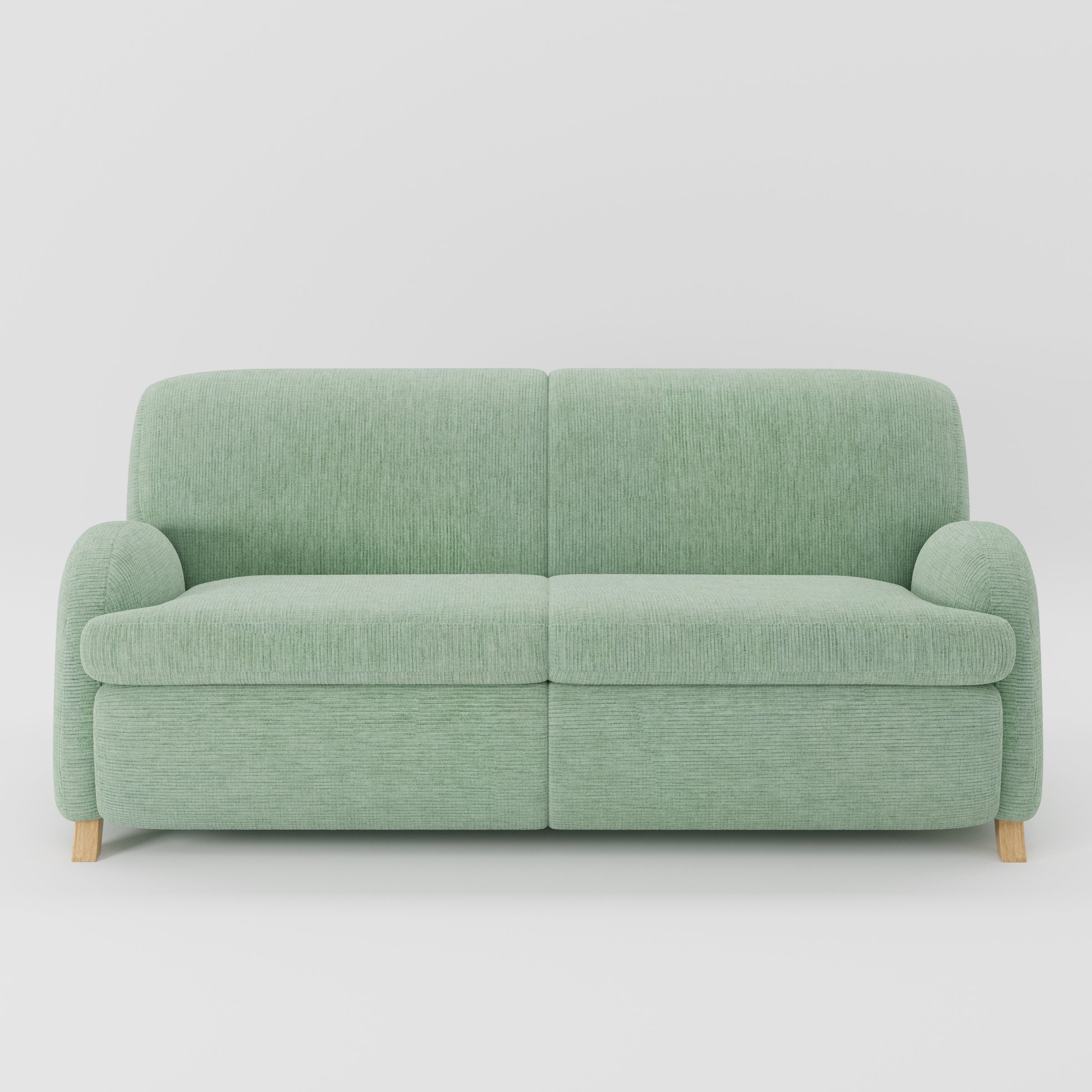 Rye sofa in Caldey Velvet Corduroy Eucalyptus shown front-on against a neutral studio backdrop.