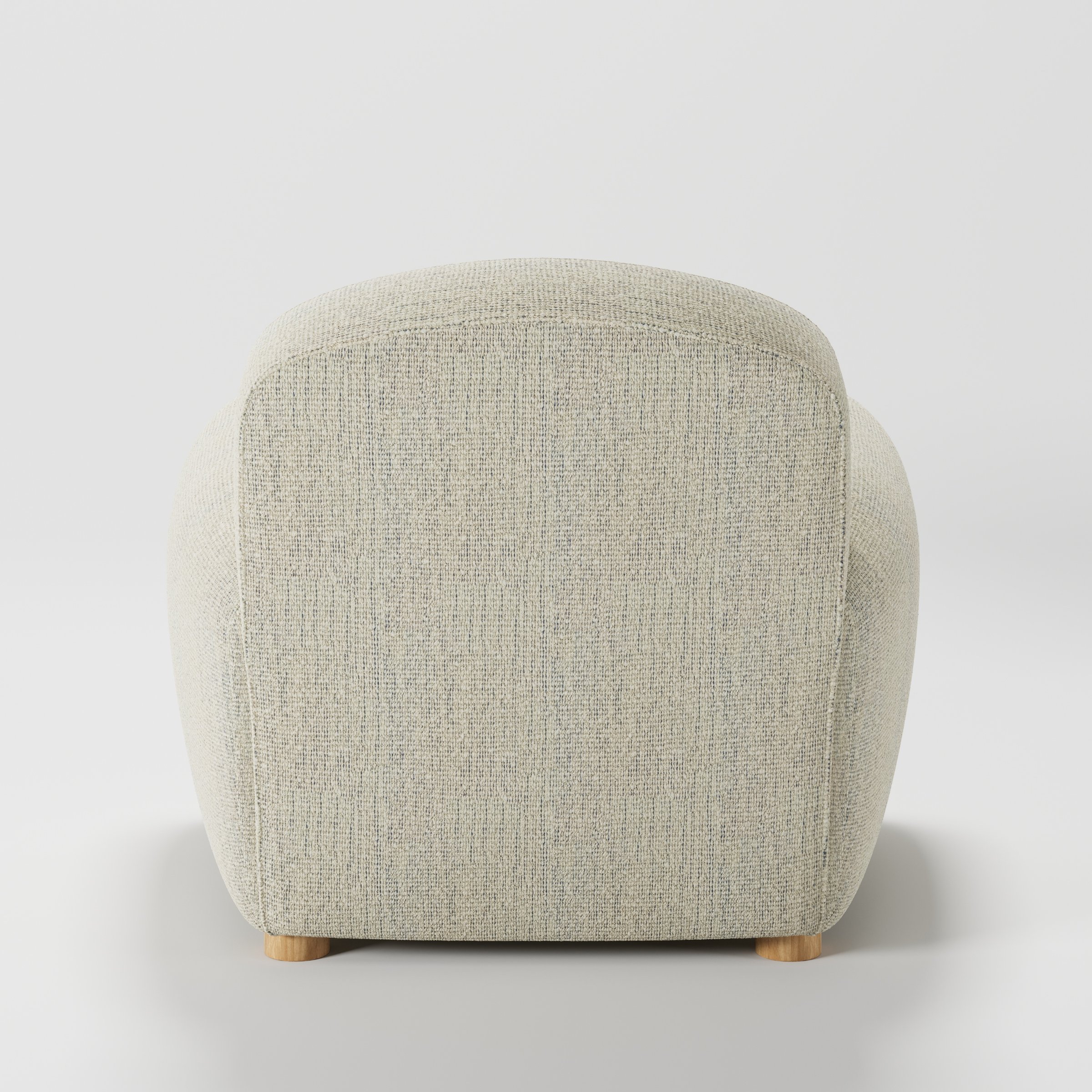 Fergus armchair in Orsay Boucle Cream and Marine shown from the rear highlighting backrest shape and upholstery finish.