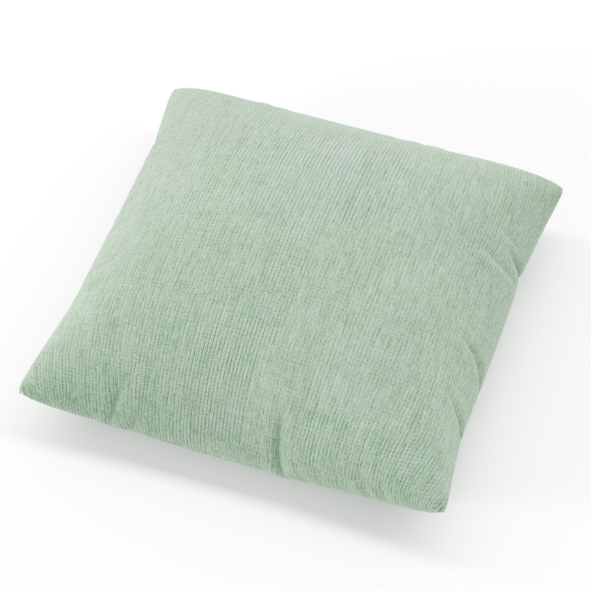 Block cushion in Caldey Velvet Corduroy Eucalyptus, square simple cushion in soft green corduroy velvet with clean edges and soft structure, size 50cm x 50cm