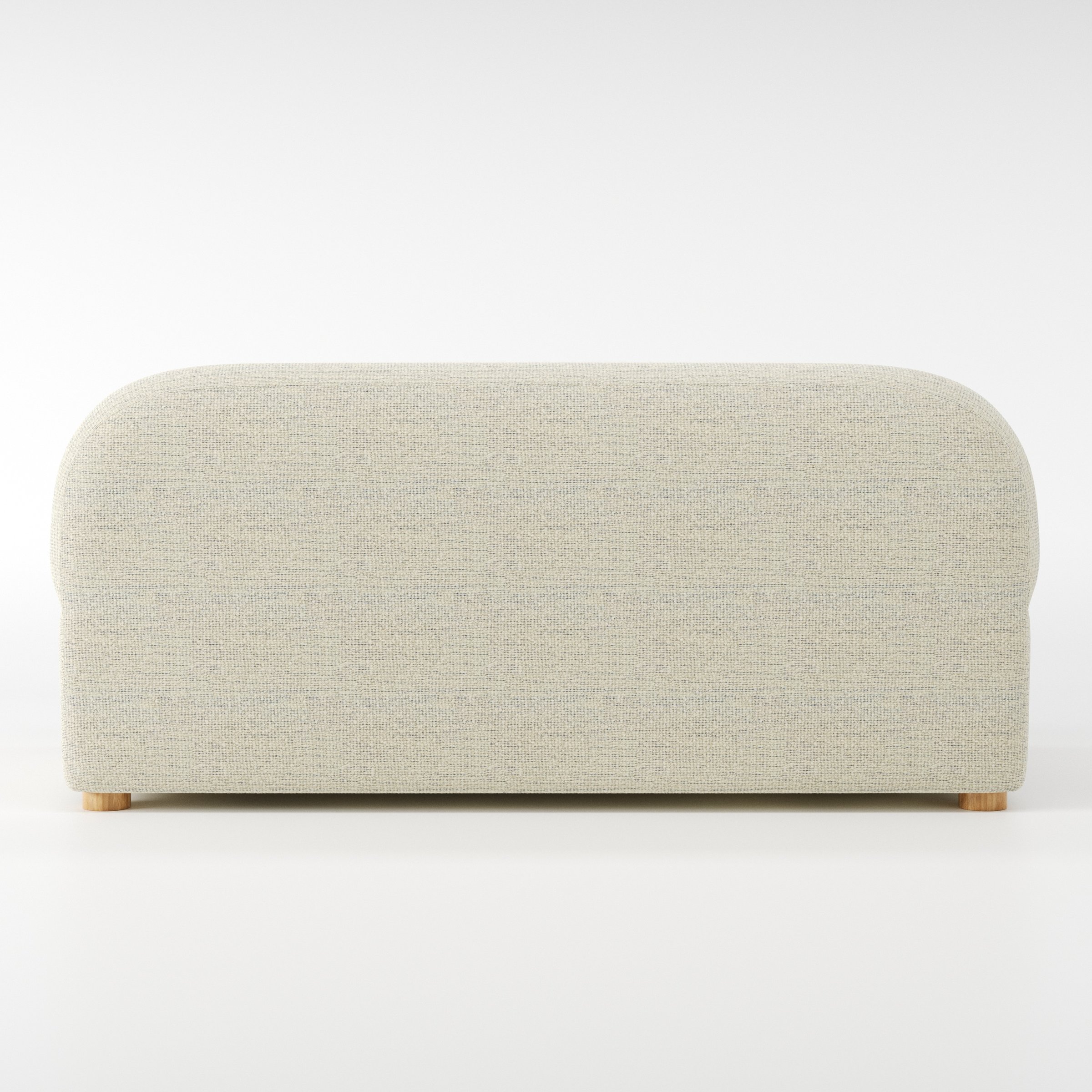 Awe sofa in Orsay Boucle Cream and Marine shown from the rear highlighting back cushions and upholstery finish.