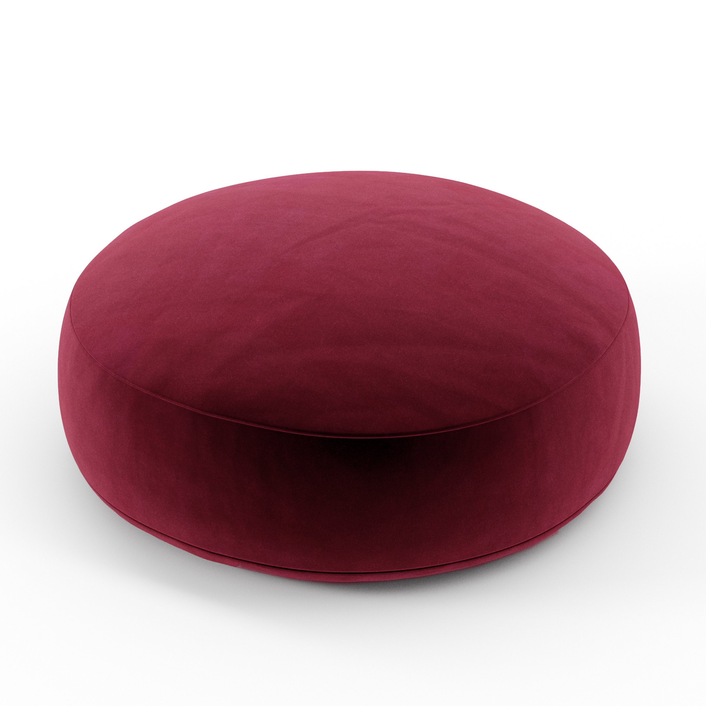 Halo cushion in Noss Velvet Plum, round simple cushion in burgundy fabric, size 40cm x 8.75cm