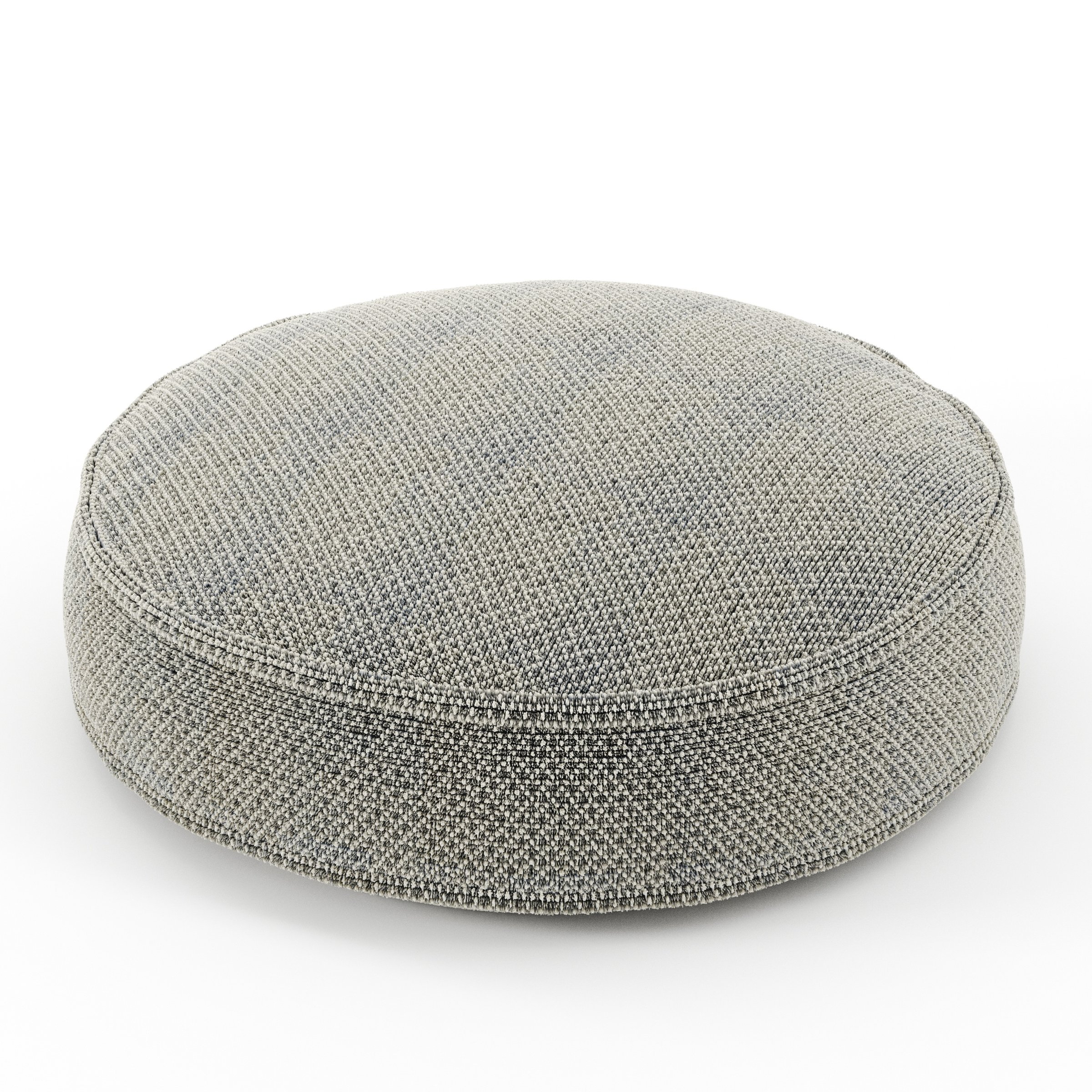 Orbit cushion in Rousay Wool Blend Tar and Chalk, round simple cushion with border and piping in speckled wool blend with contrasting tones, size 50cm x 8.75cm