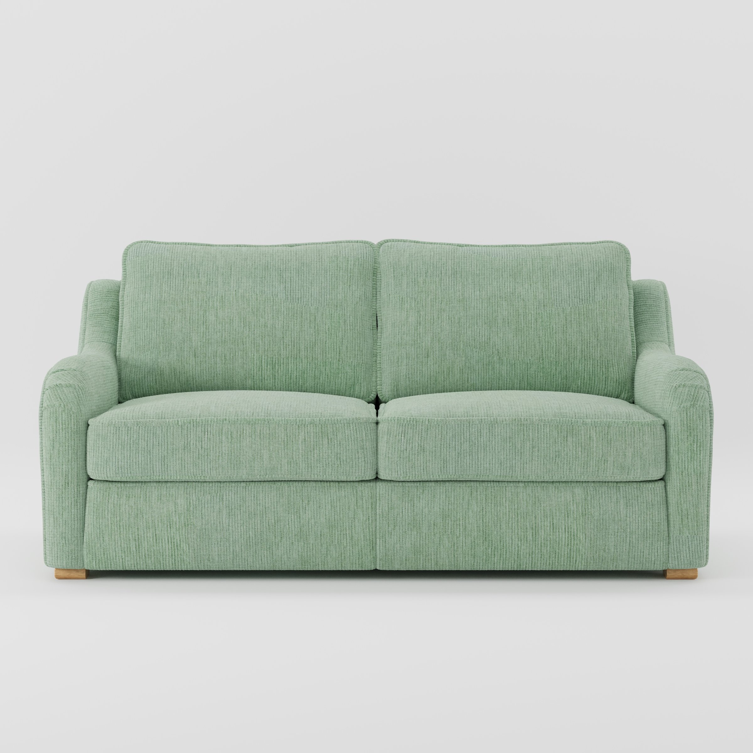 Cashel sofa in Caldey Velvet Corduroy Eucalyptus shown front-on against a neutral studio backdrop.