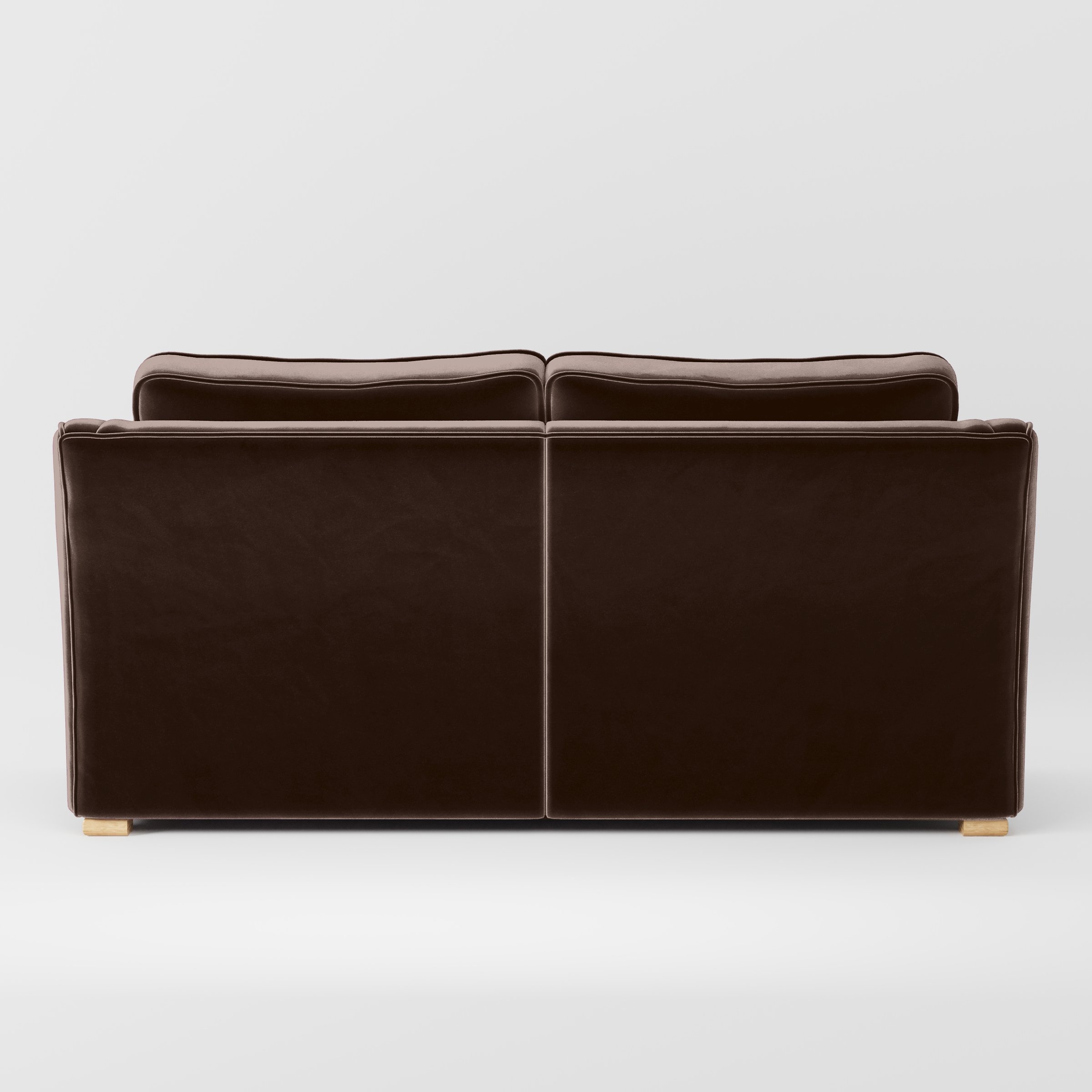 Rear view of the Cashel sofa upholstered in Plush EasyClean Velvet in Mole.