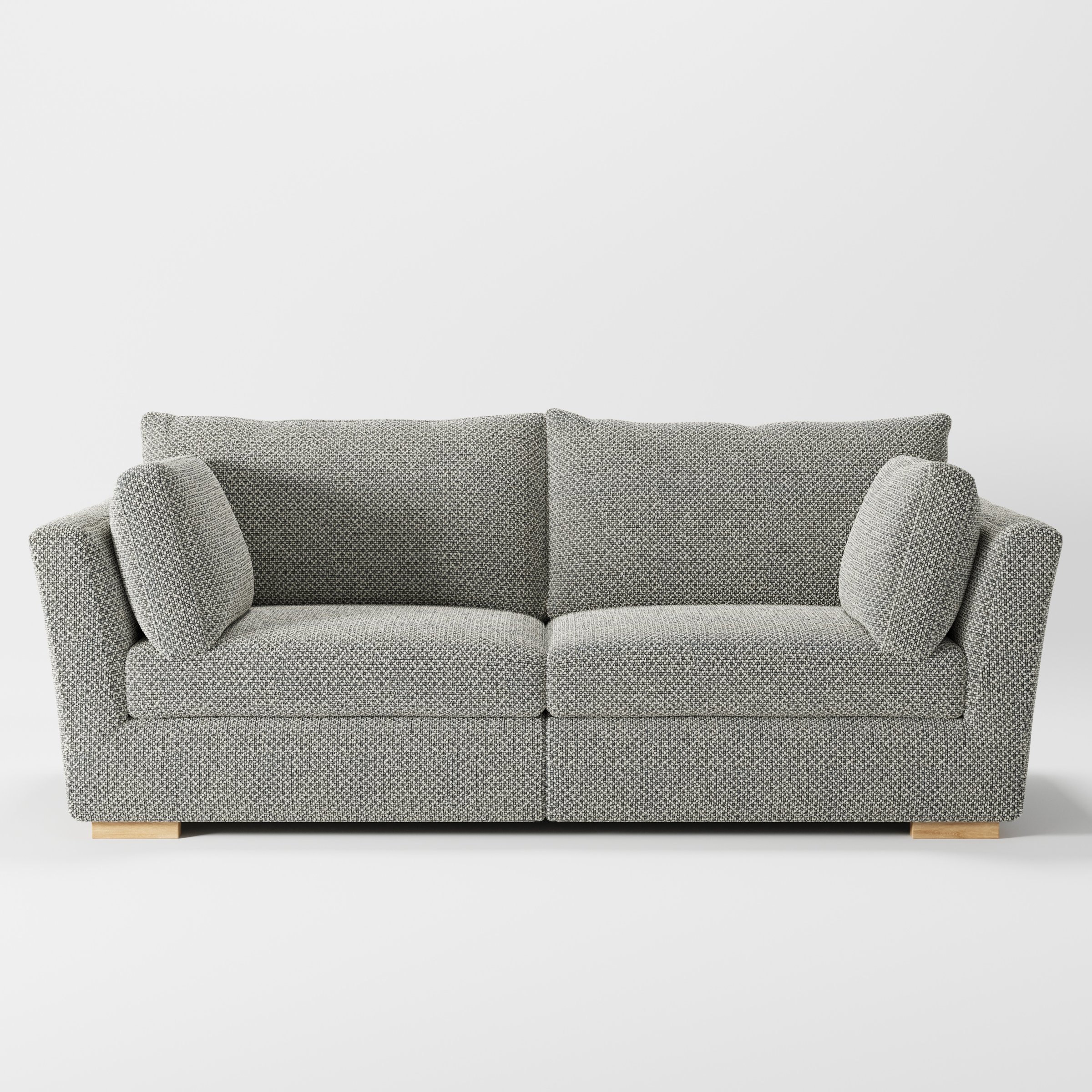 Stowe sofa in Rousay Wool Blend Tar and Chalk shown front-on against a neutral studio backdrop.
