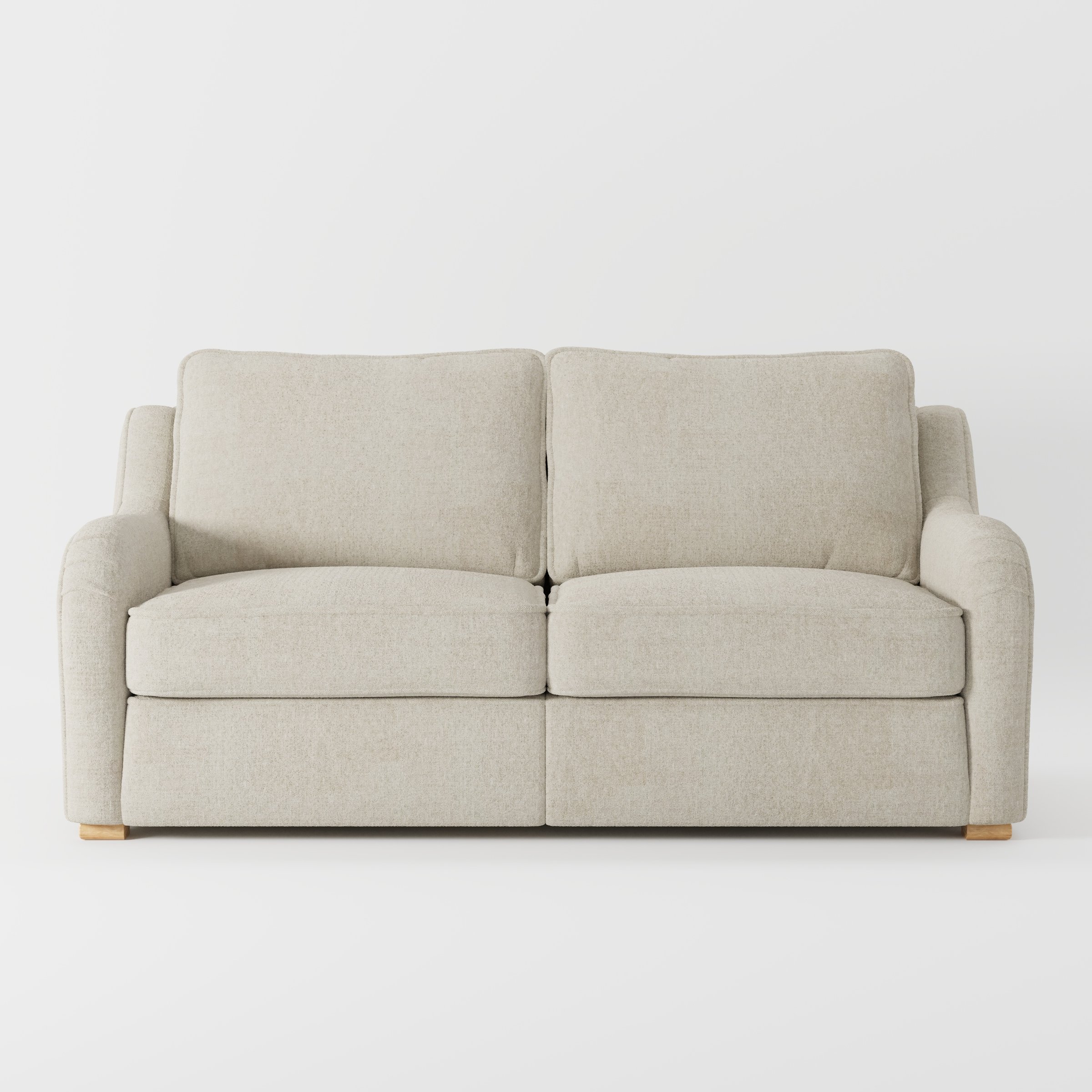 Cashel sofa in Alderney Linen Oatmeal shown front-on against a neutral studio backdrop.