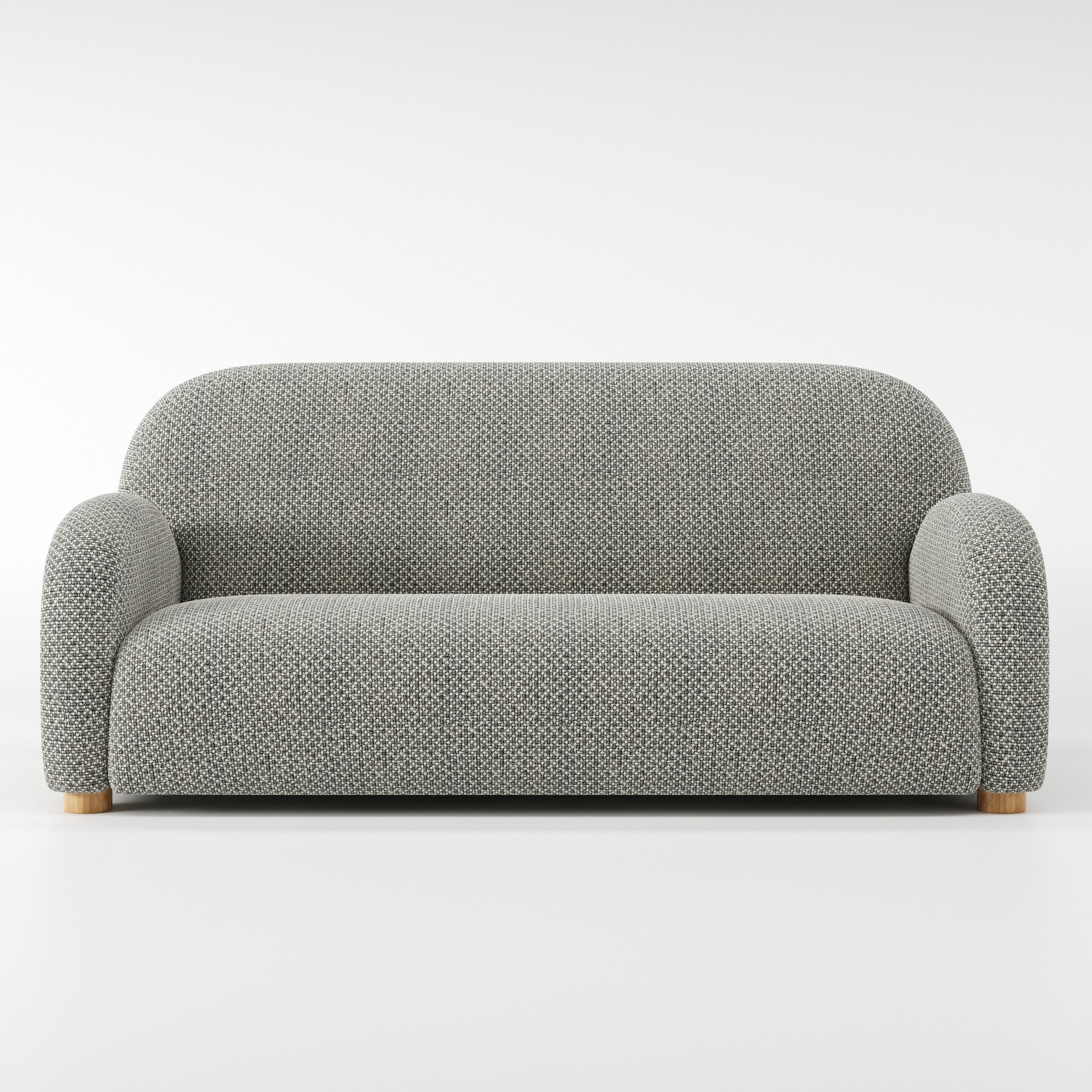 Awe sofa in Rousay Wool Blend Tar and Chalk shown front-on against a neutral studio backdrop.