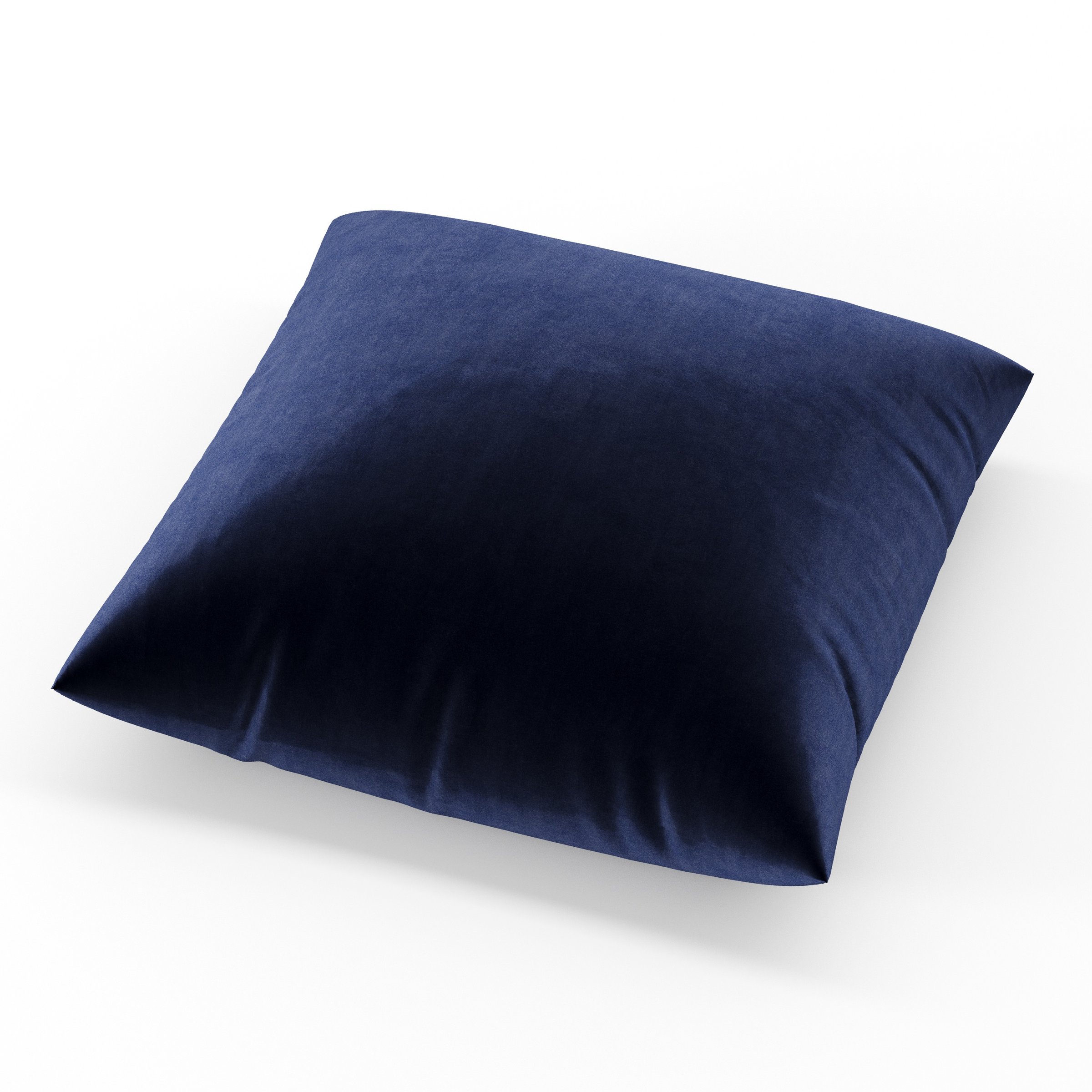 Block cushion in Noss Velvet Navy, square simple cushion in rich navy velvet with clean edges and soft structure, size 60cm x 60cm