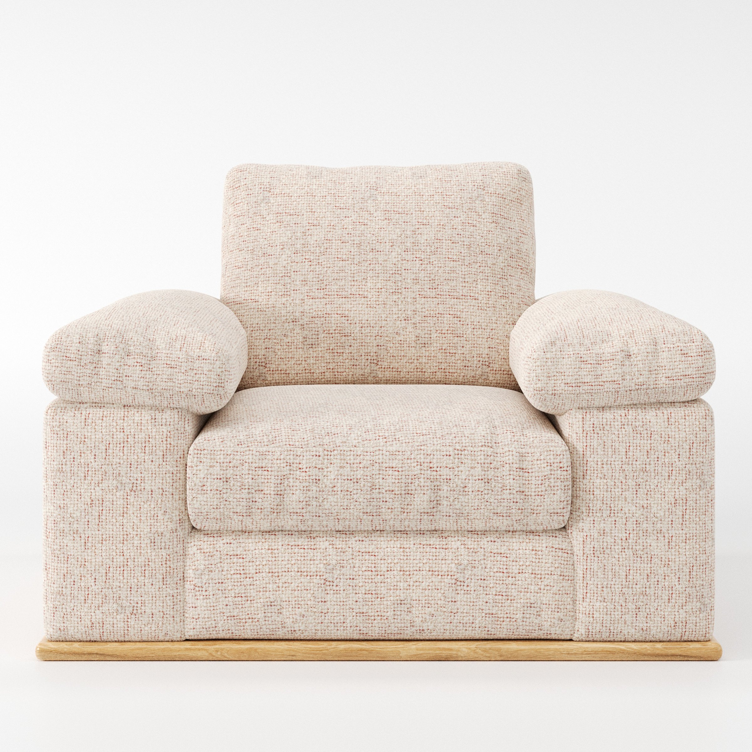 Cusher armchair in Orsay Boucle Cream and Copper shown front-on against a neutral studio backdrop.
