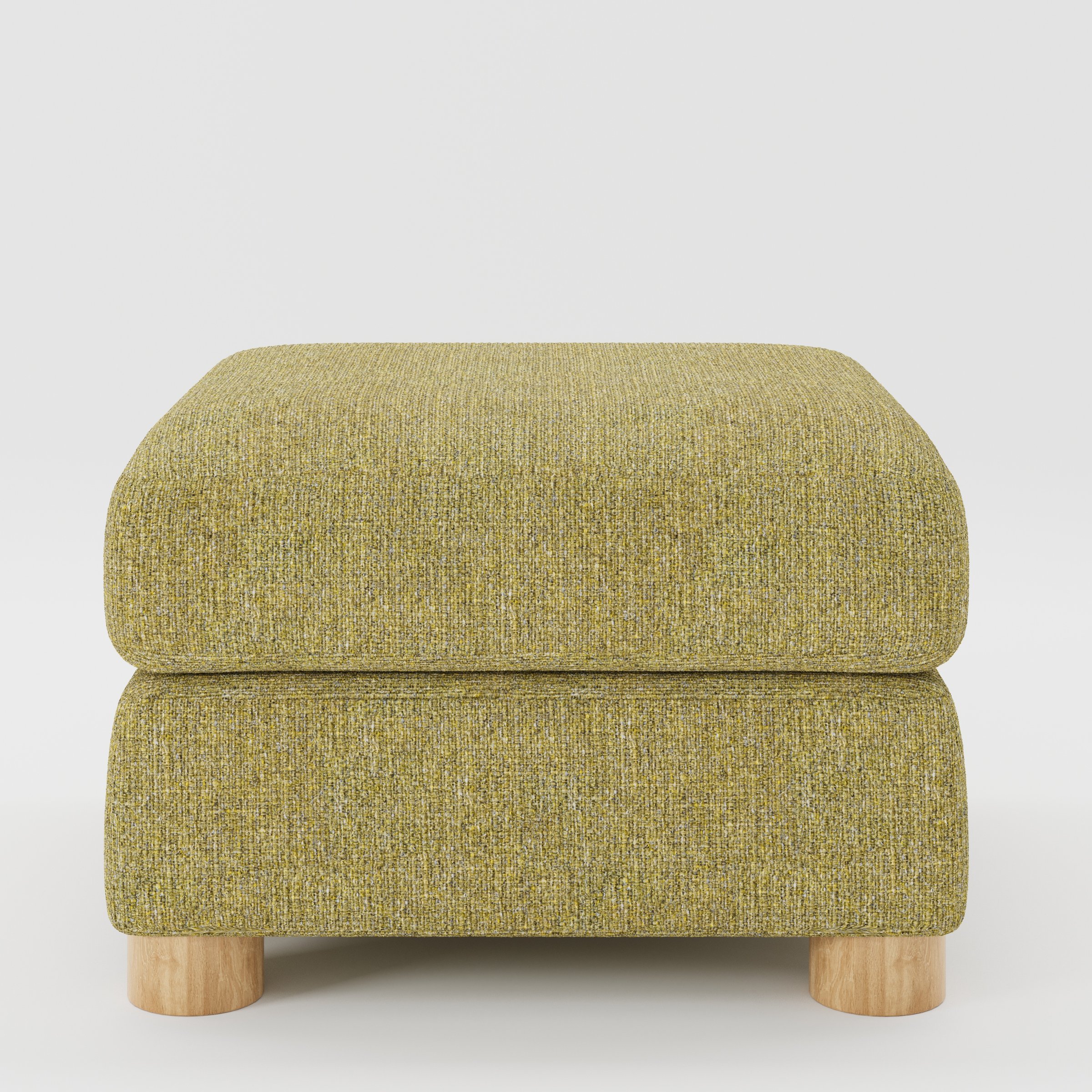 Windermere footstool in Heyling Tweed Sencha shown front-on against a neutral studio backdrop.