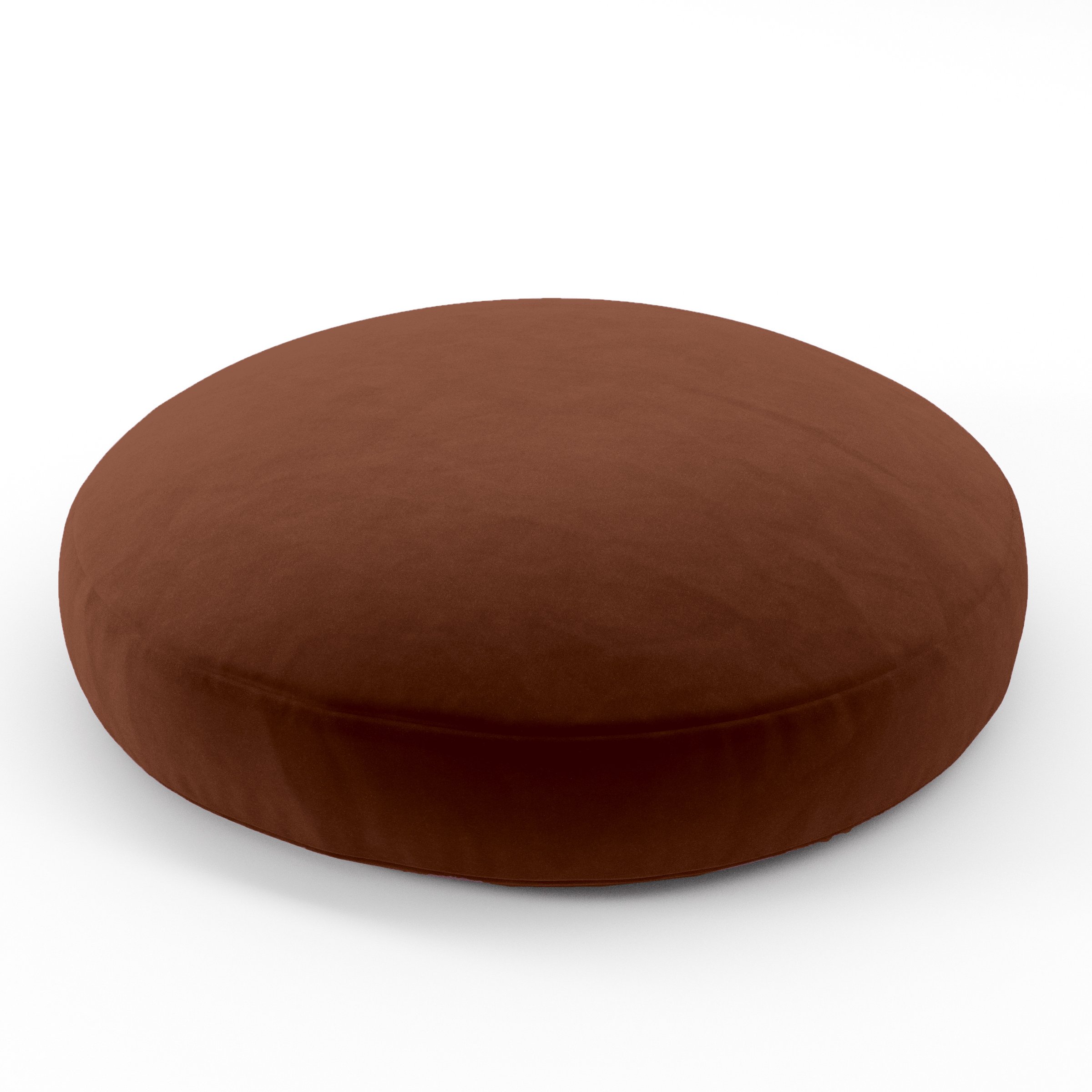 Halo Cushion round cushion upholstered in Plush EasyClean Velvet in Maple, size 60cm x 8.75cm.