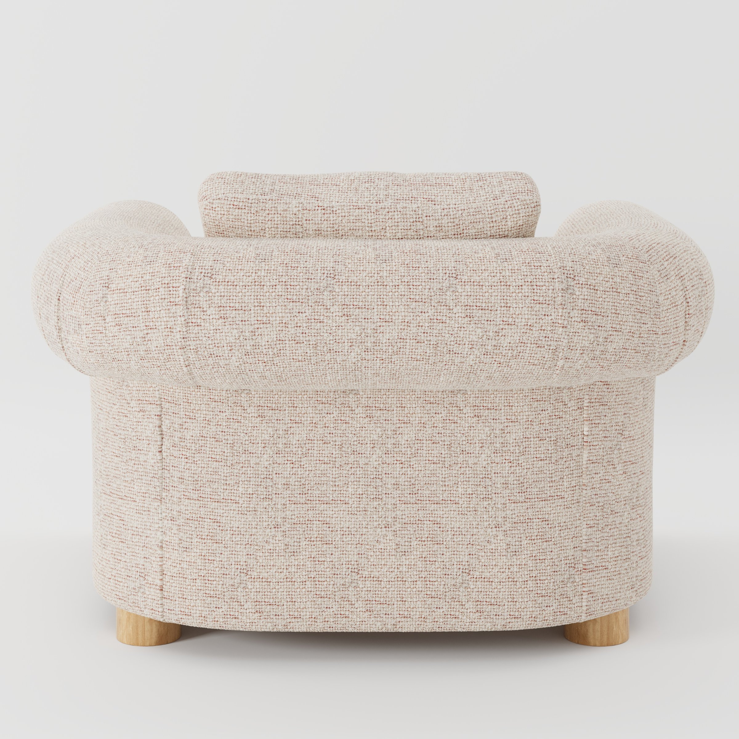Windermere armchair in Orsay Boucle Cream and Copper shown from the rear highlighting loose covers and upholstery finish.