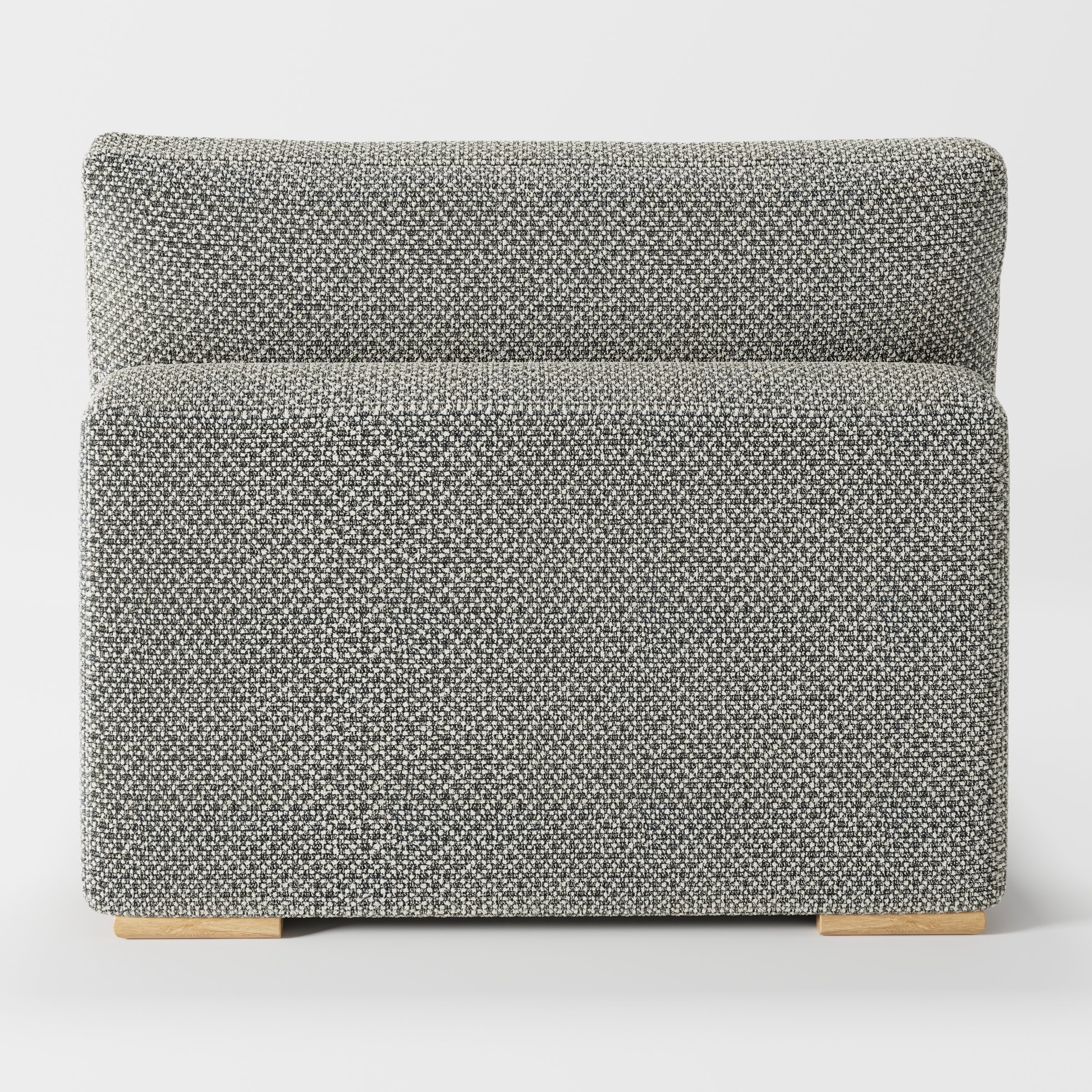 Olton single sofa unit in Rousay Wool Blend Tar and Chalk shown from the back with a clean upholstered finish and timber feet.