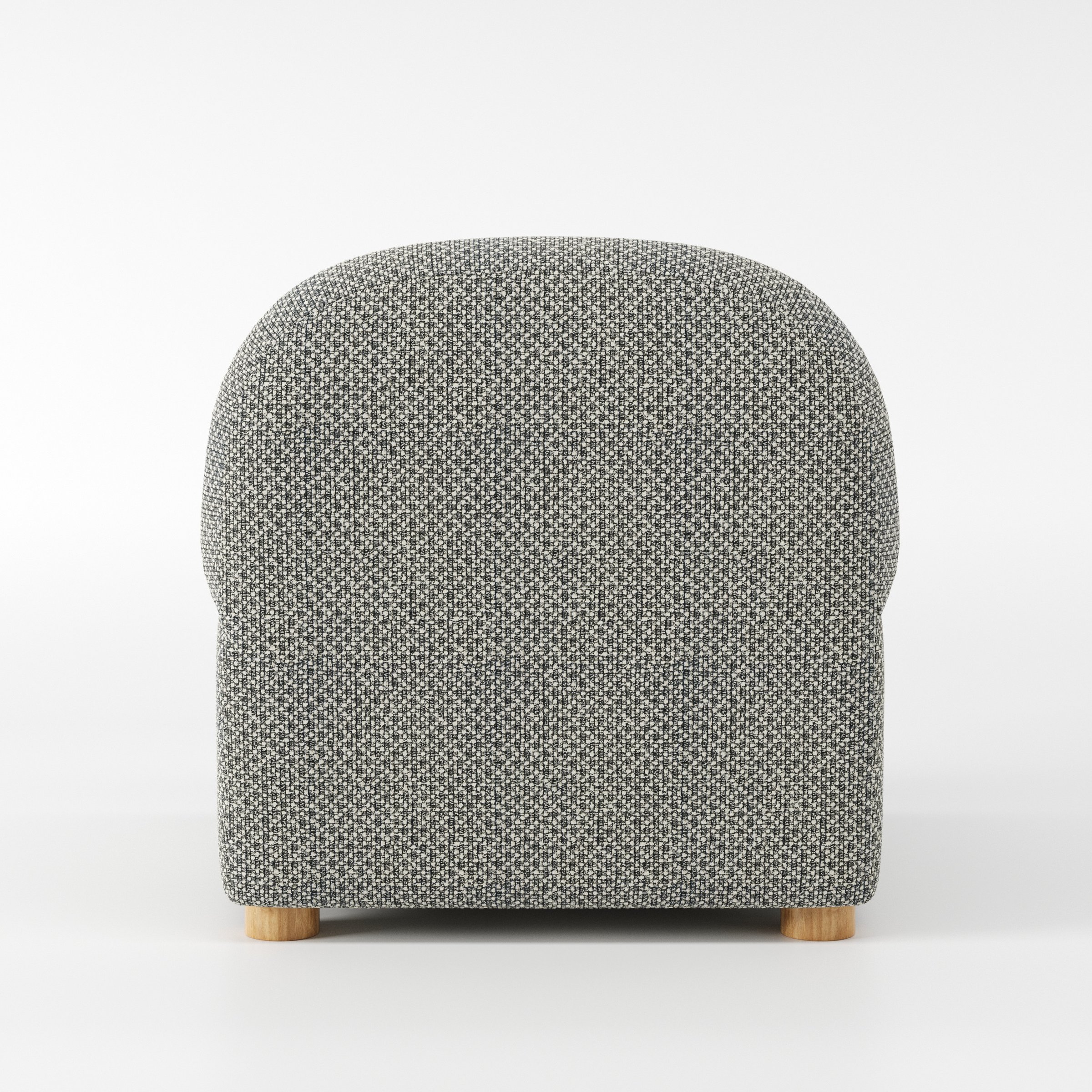 Awe armchair in Rousay Wool Blend Tar and Chalk shown from the rear highlighting backrest shape and upholstery finish.