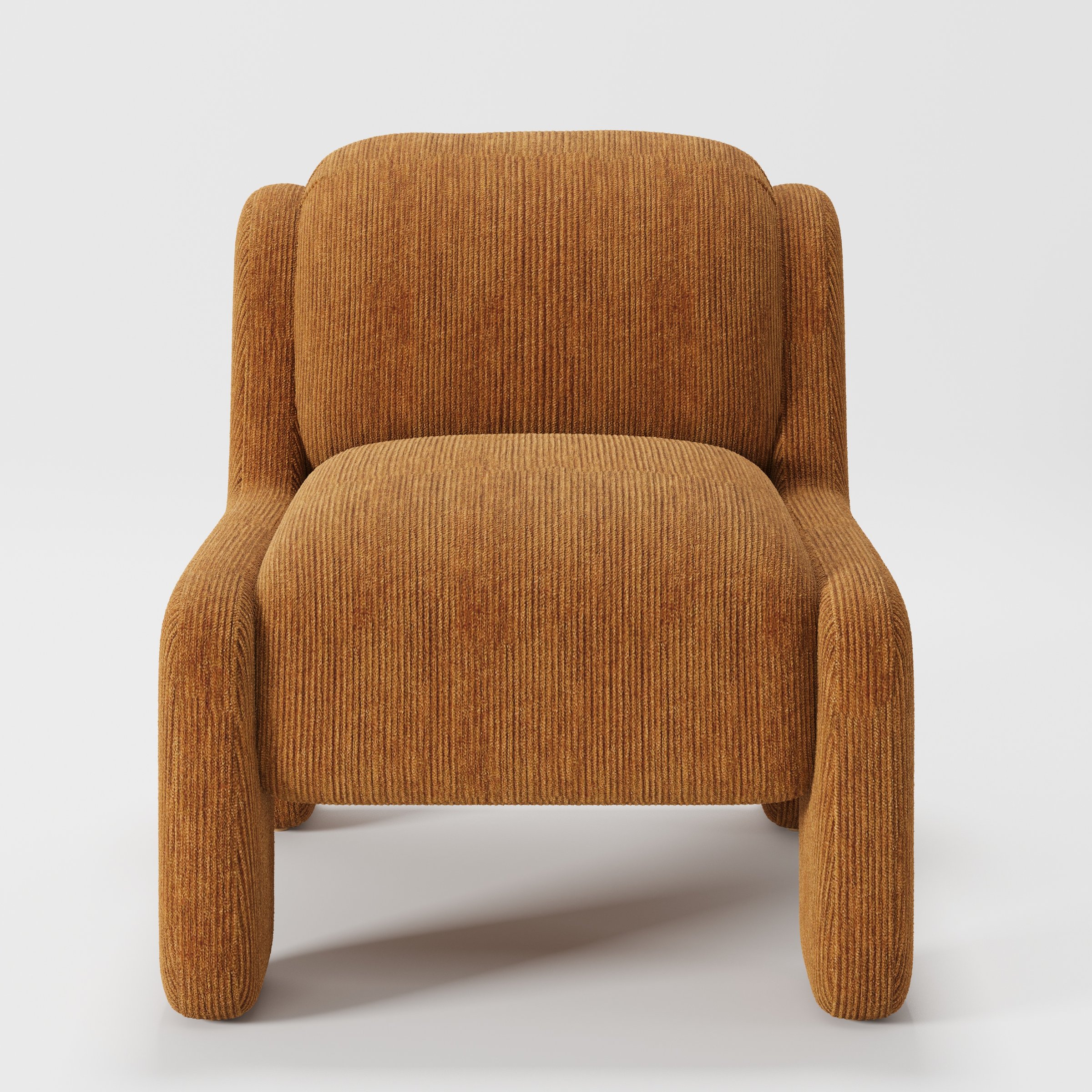 Inny armchair in Caldey Velvet Corduroy Tobacco shown front-on against a neutral studio backdrop.