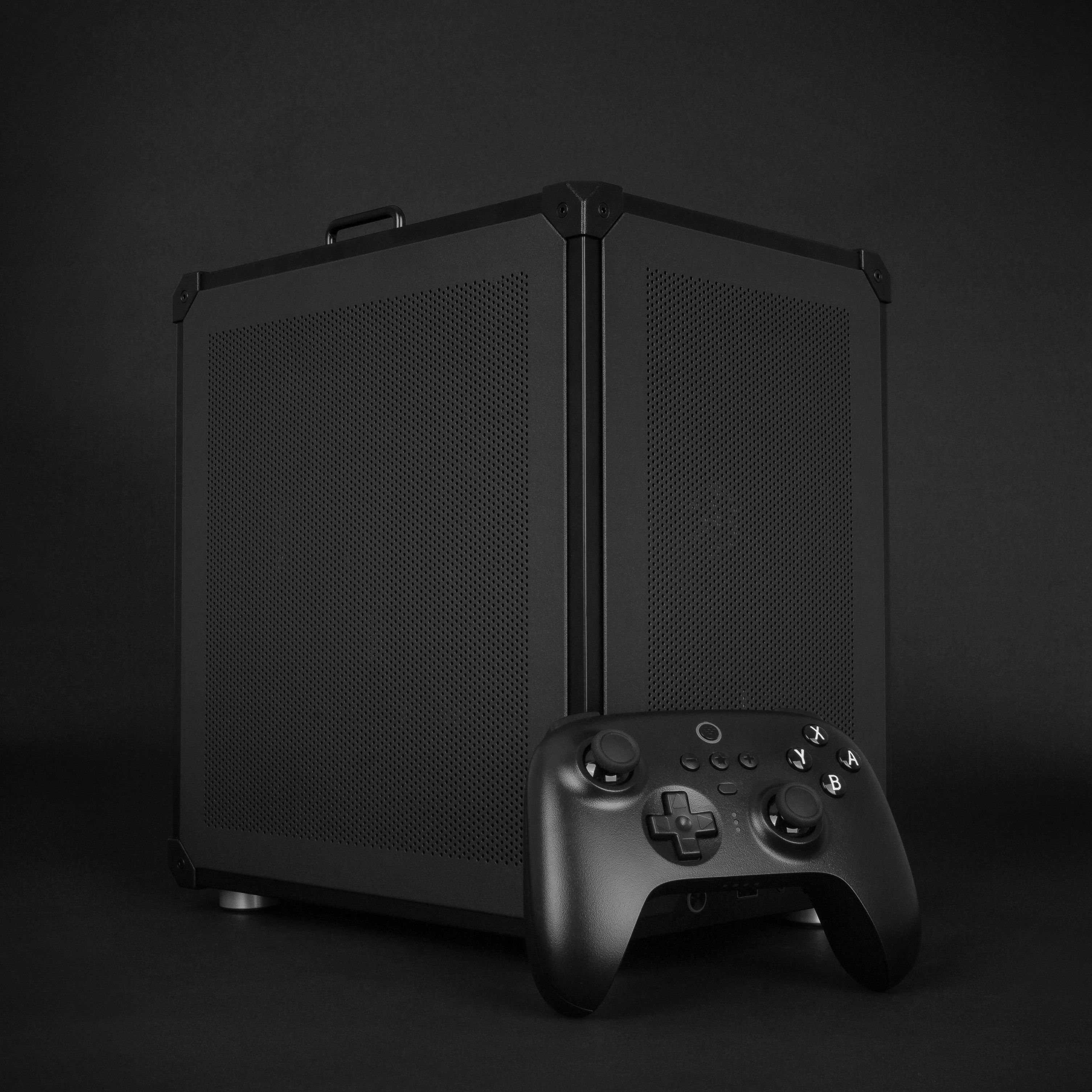 Raster Zero compact gaming PC with ventilated panels for airflow.