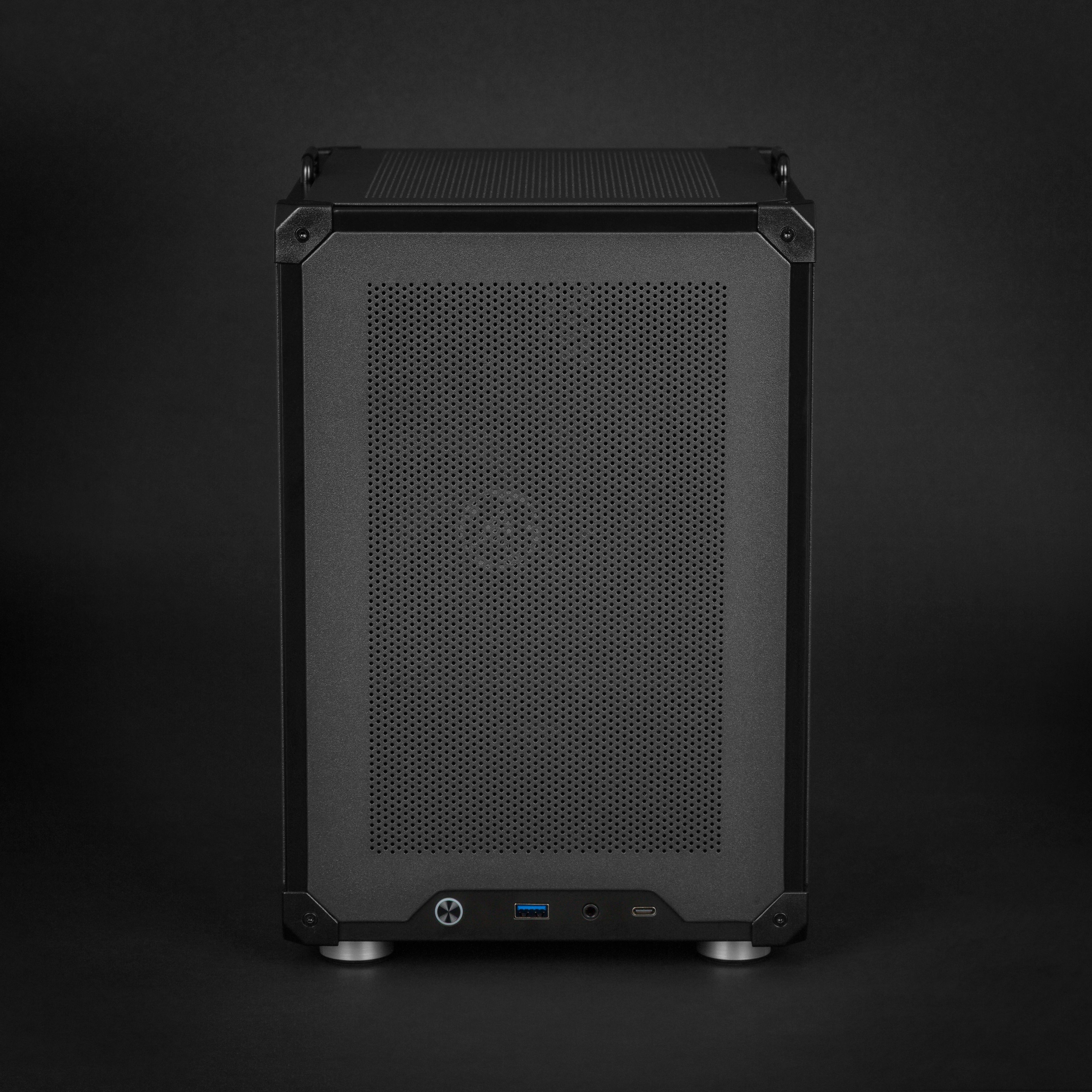 Raster Zero compact gaming PC with a ventilated front panel.