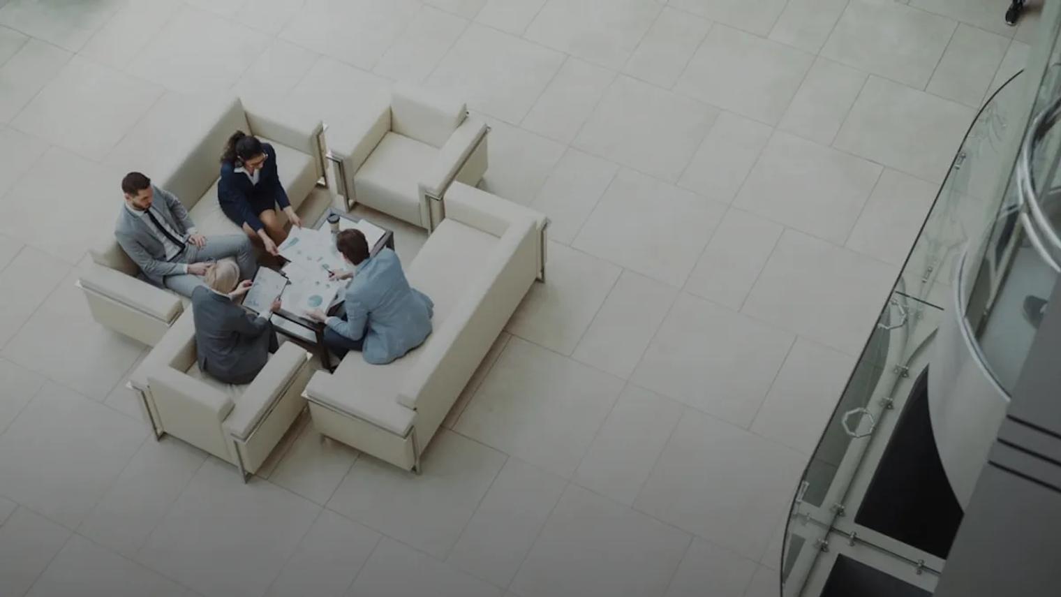 Business meeting around a table on sofas