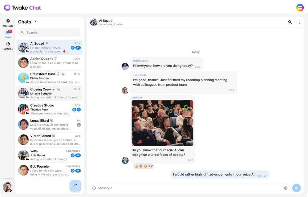 Twake Chat product interface screenshot Twake Chat product interface screenshot