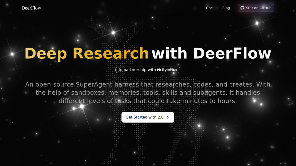 DeerFlow official homepage hero