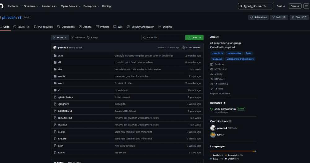 r3forth GitHub repository page r3forth GitHub repository page