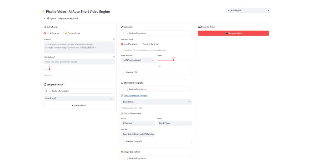 Pixelle-Video web interface for AI short video generation Pixelle-Video web interface for AI short video generation