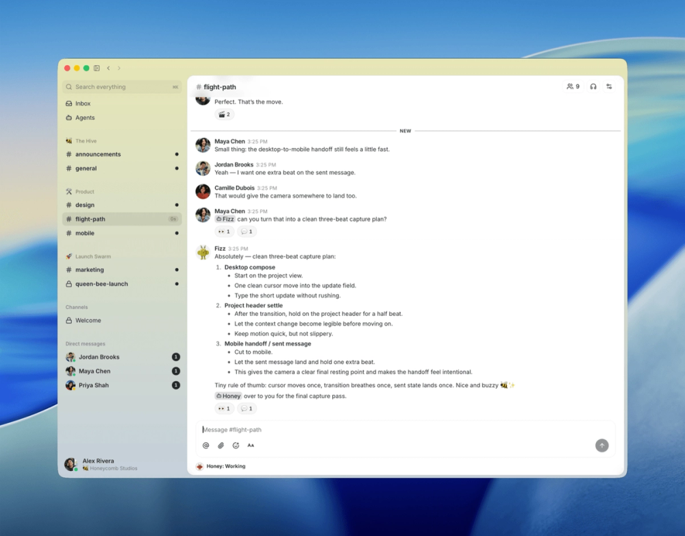 Buzz channels and threads interface