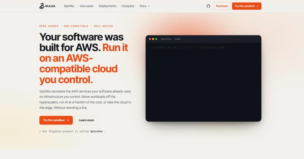 Spinifex hero: AWS-compatible open source cloud